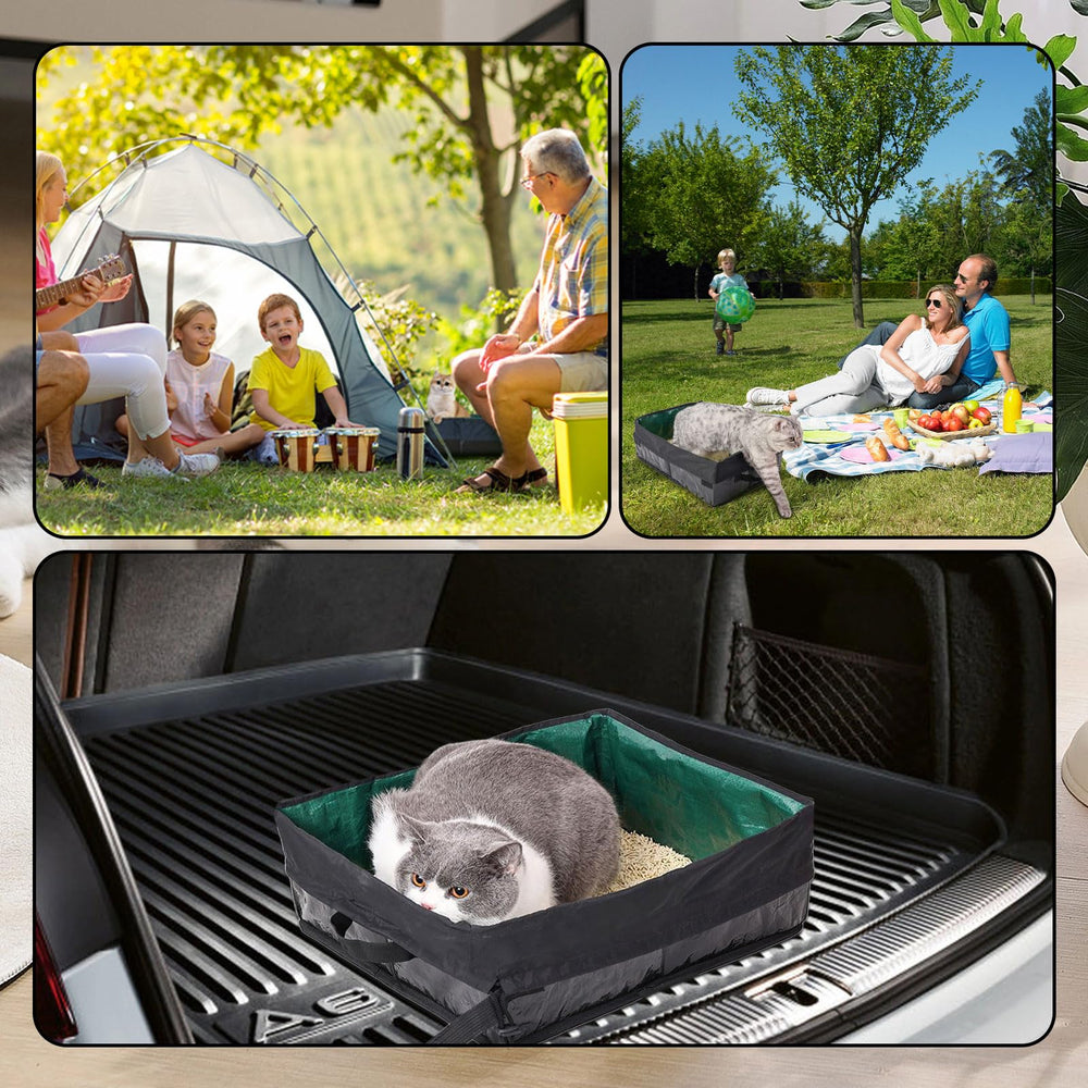 Belieonu travel litter box easy-clean surface simplifies post-trip cleanup.