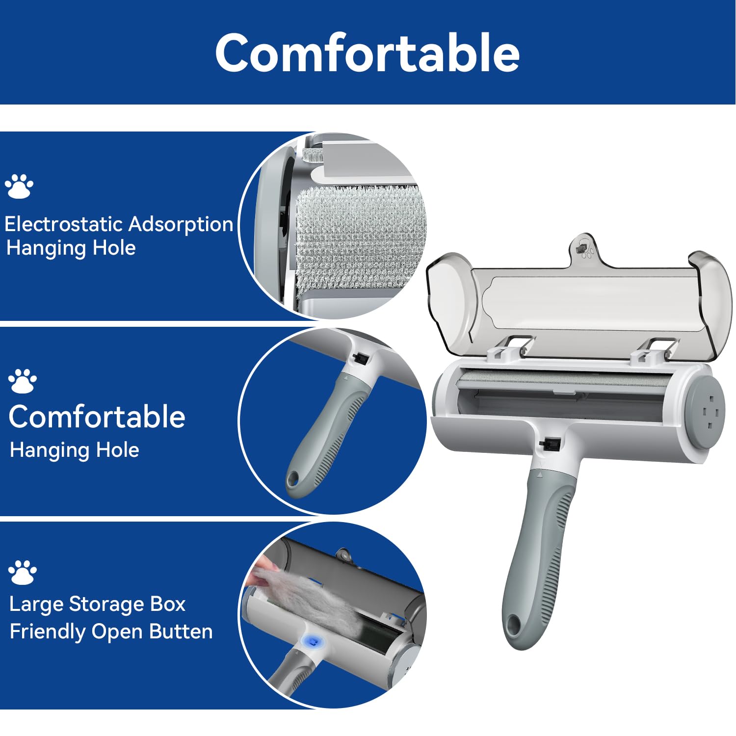 Belife roller uses electrostatic action to attract pet hair efficiently.