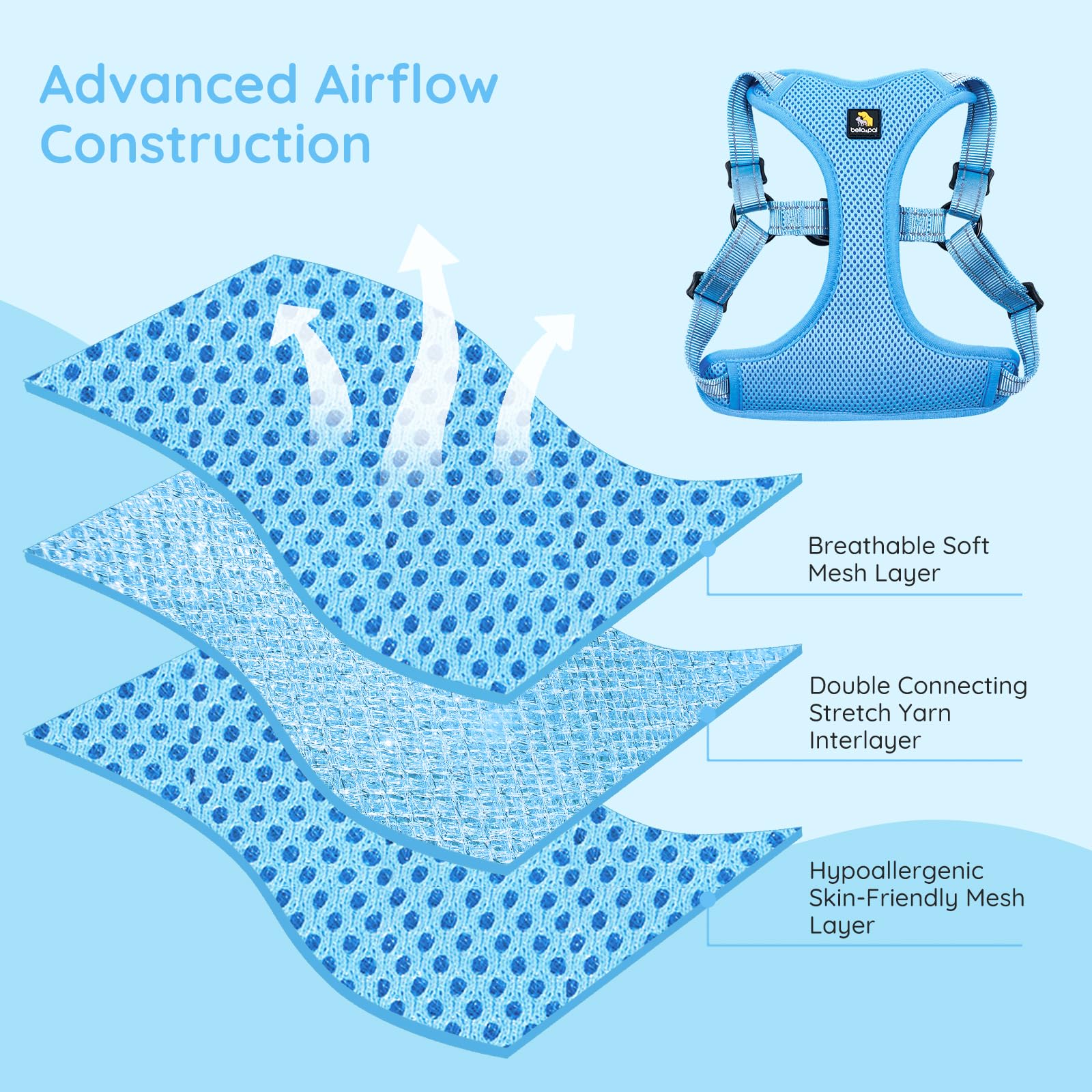 bella-pal breathable air mesh fabric keeps dogs cool in warm weather