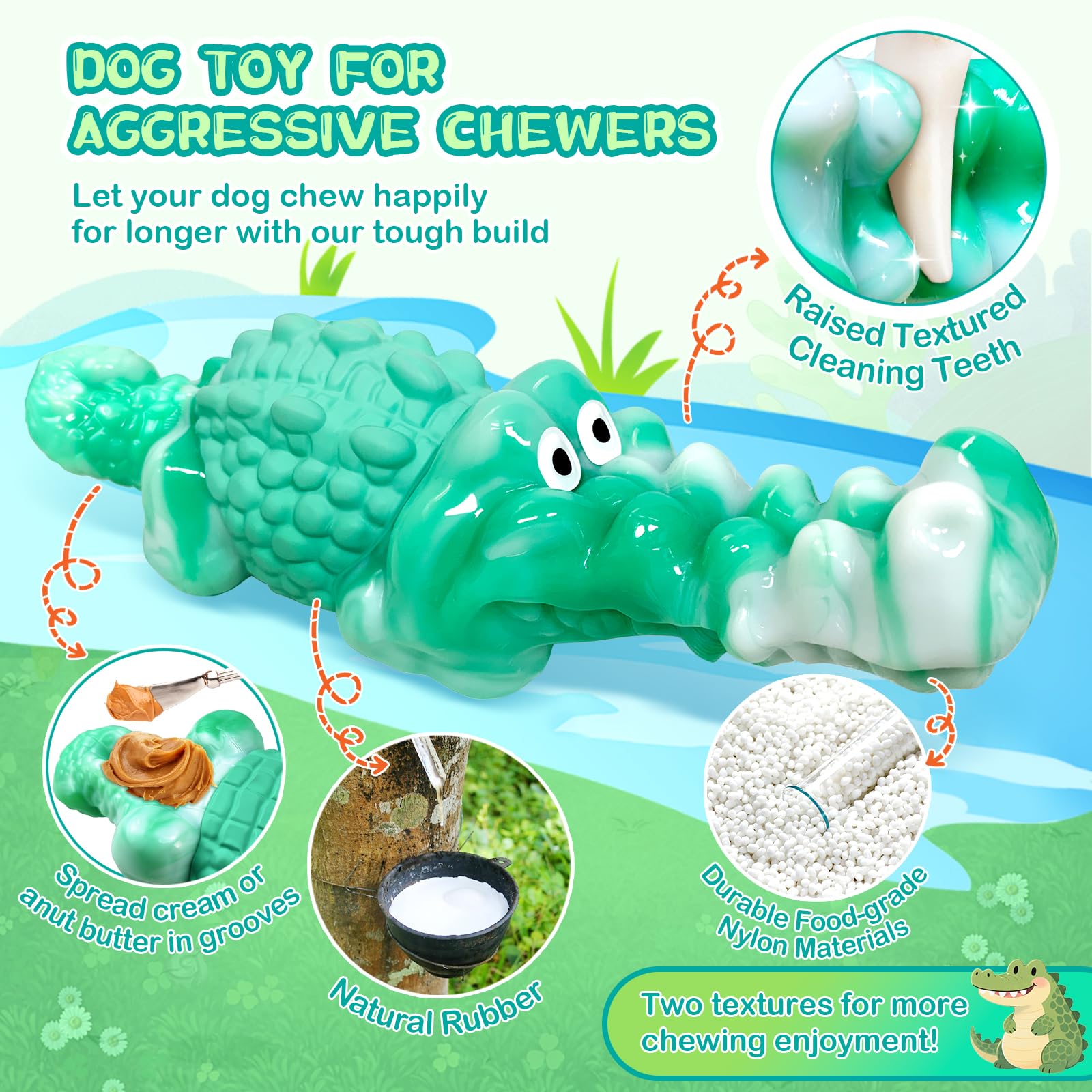 BellaWagg alligator toy squeaker midsection shown for interactive play