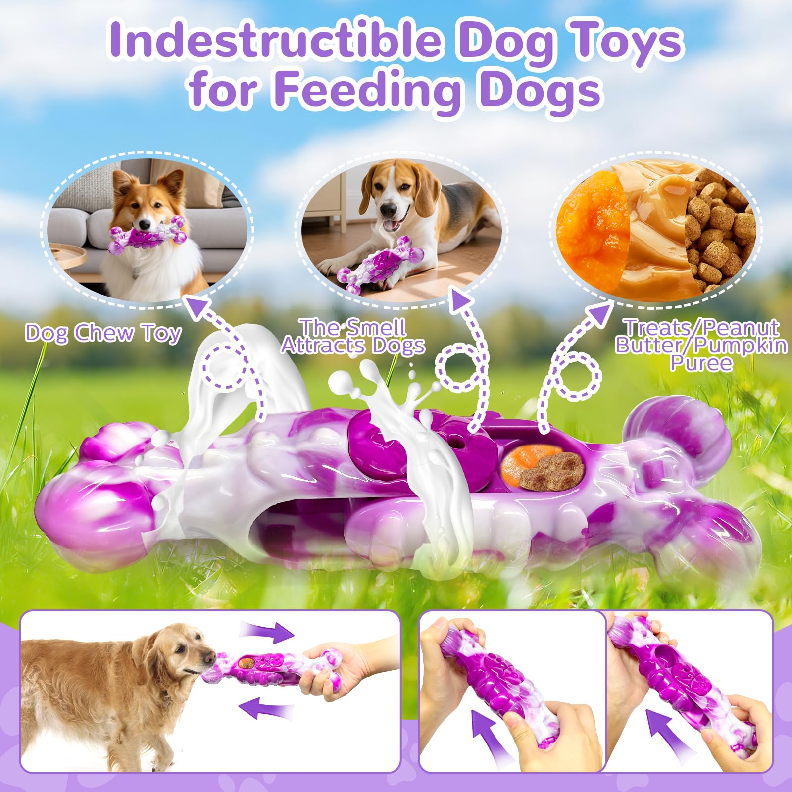 BellaWagg Large Indestructible Dog Toy raised-end design enables easy grip for fetch