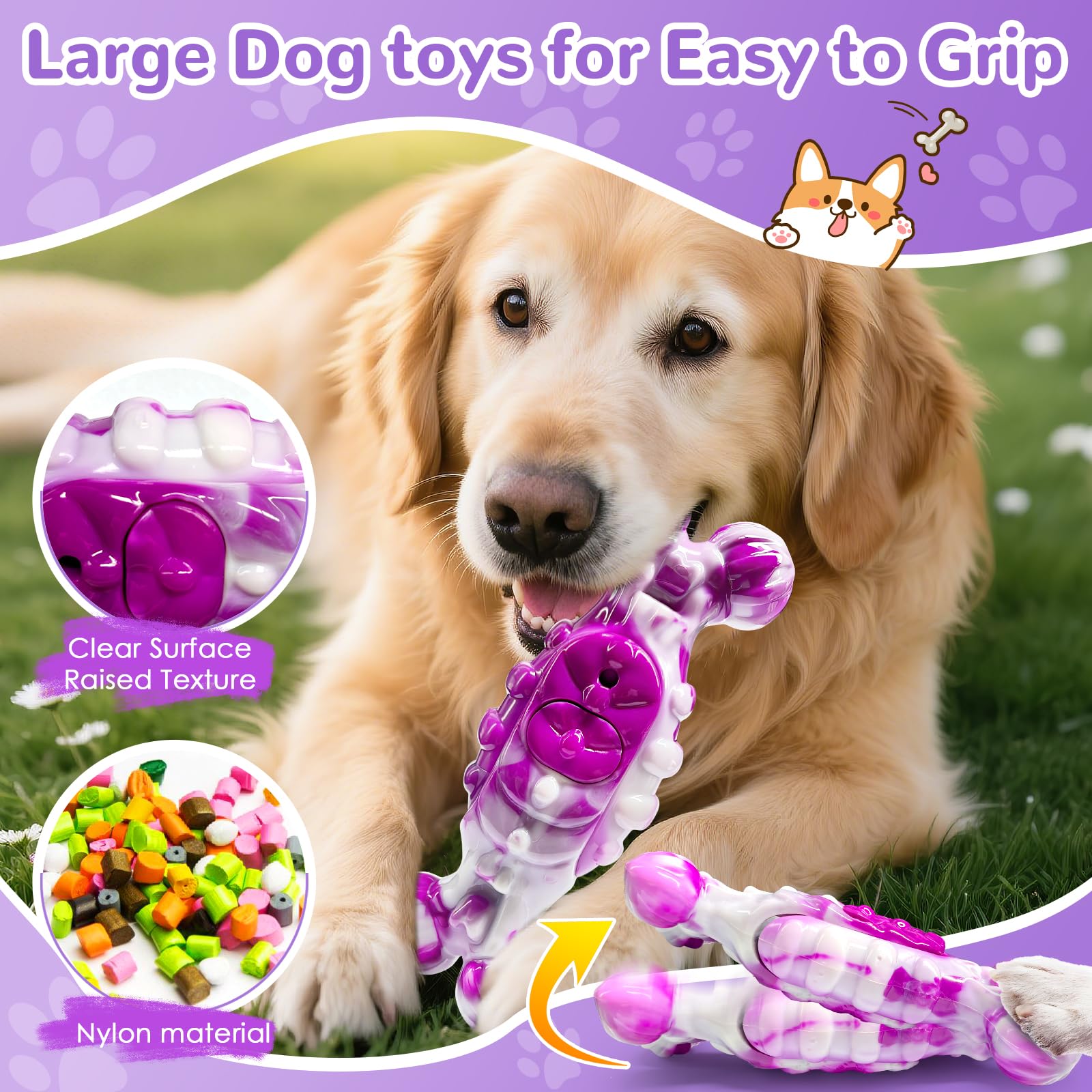 BellaWagg Large Indestructible Dog Toy treat-dispensing action boosts engagement during play