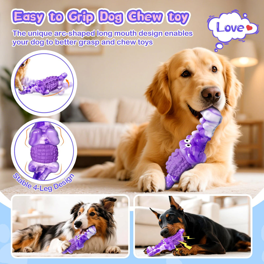 BellaWagg Squeaky Crocodile side view highlights dual-material construction for tough chewers