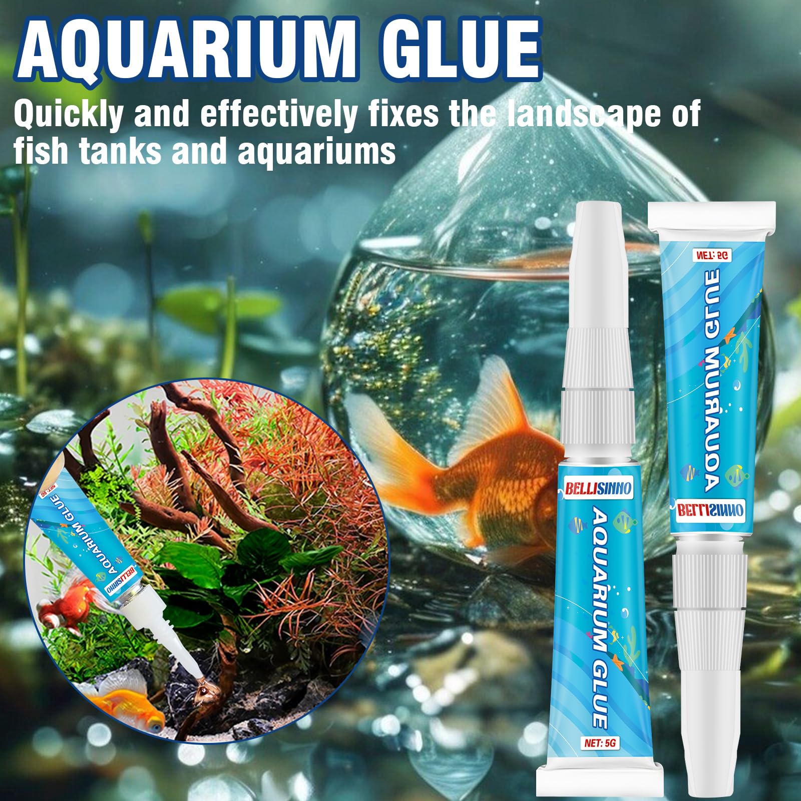 Bellisinno Aquarium Glue gel texture allows precise, controlled application.