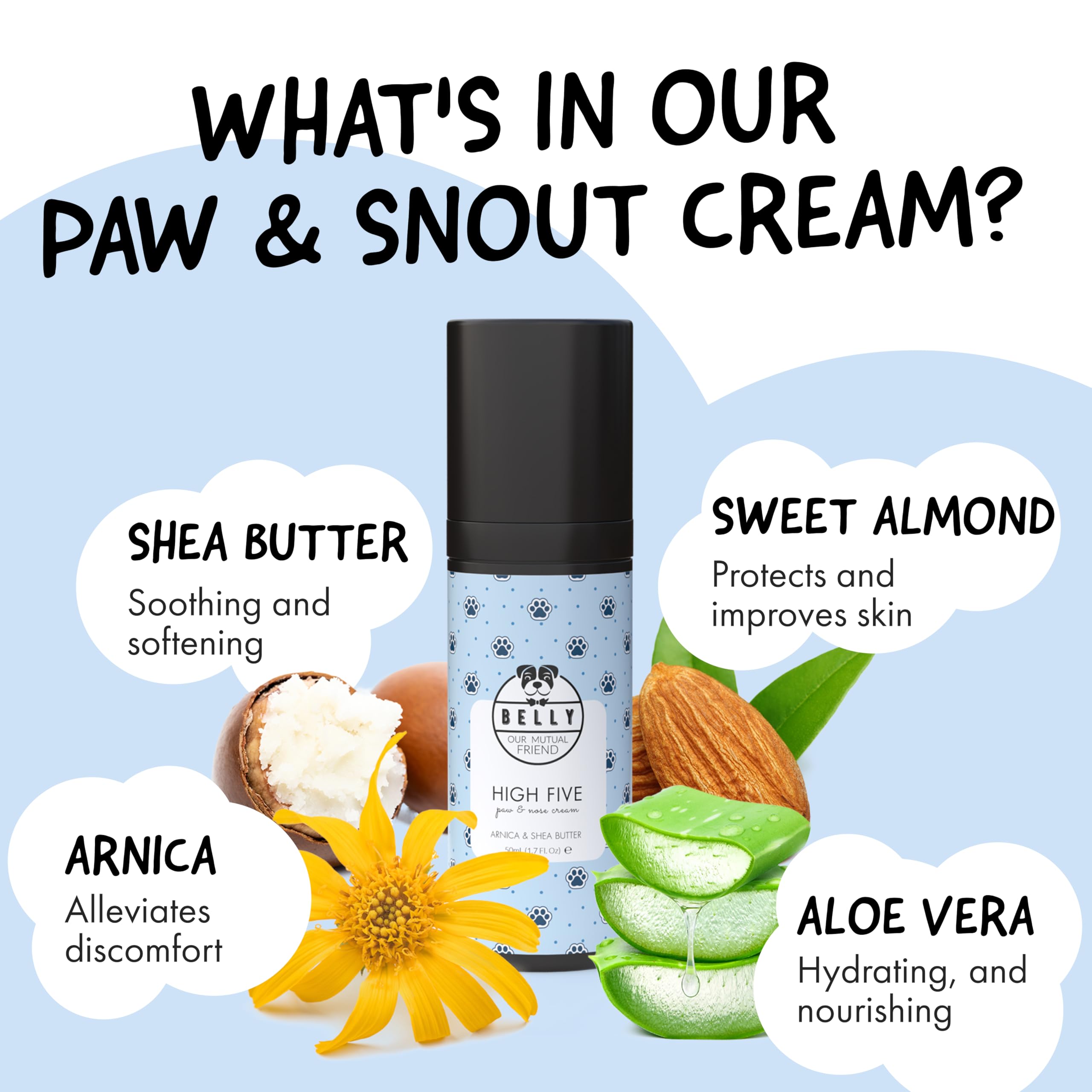 Closeup of Belly Snout & Paw Cream on paw pad forming protective layer
