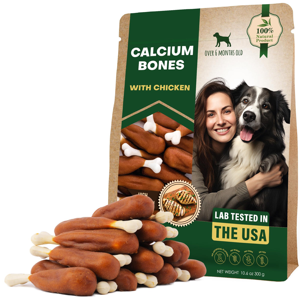 Beloved Pets calcium bone wrap chicken 11oz for durable dental-chew and training rewards.