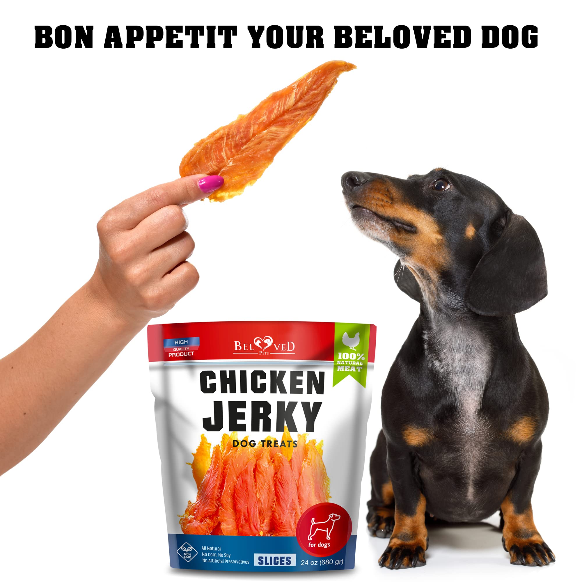 Beloved Pets Chicken Jerky large-dog treat sharing in a multi-dog household
