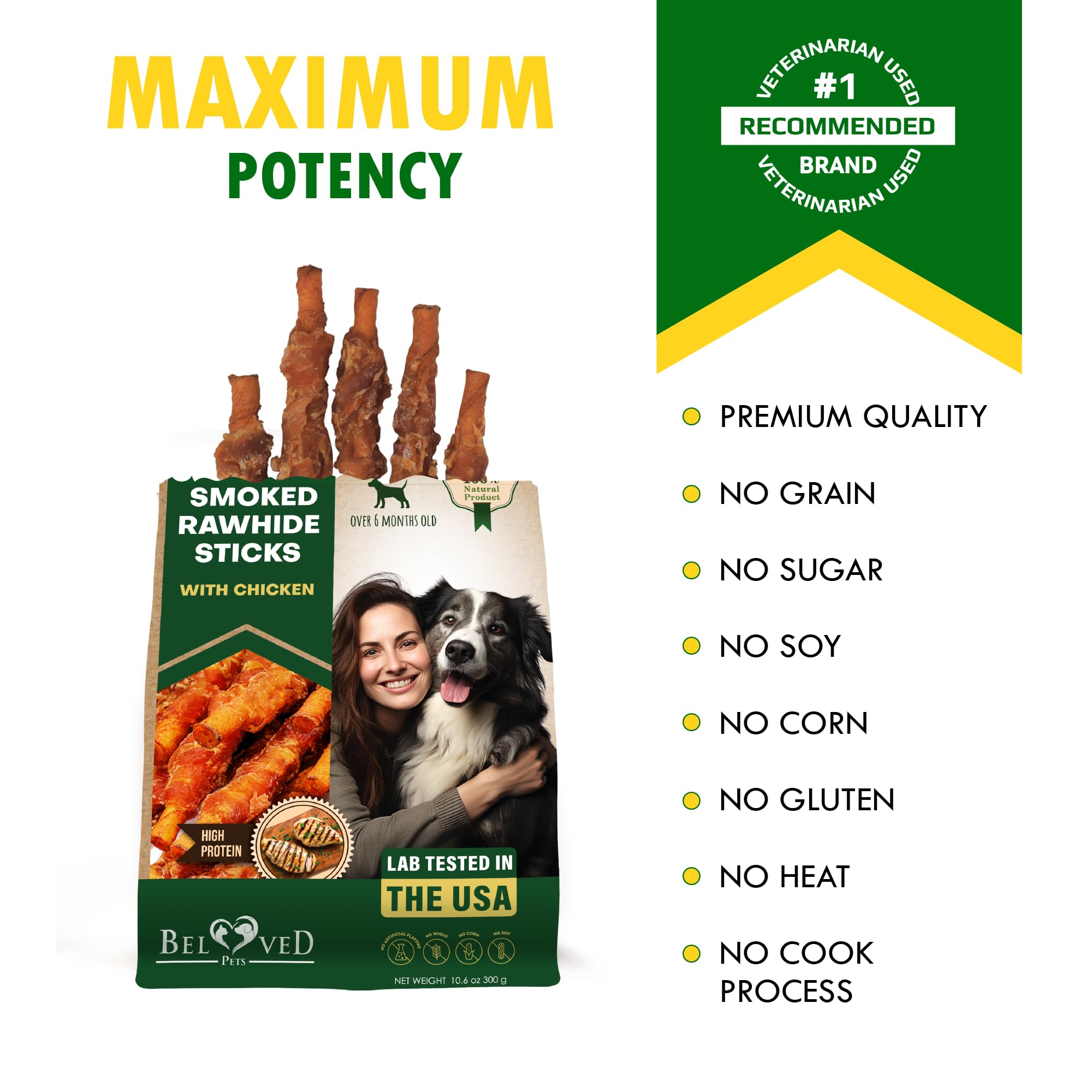 Beloved Pets USA-made chicken-wrapped chew ideal for medium to large dogs during training