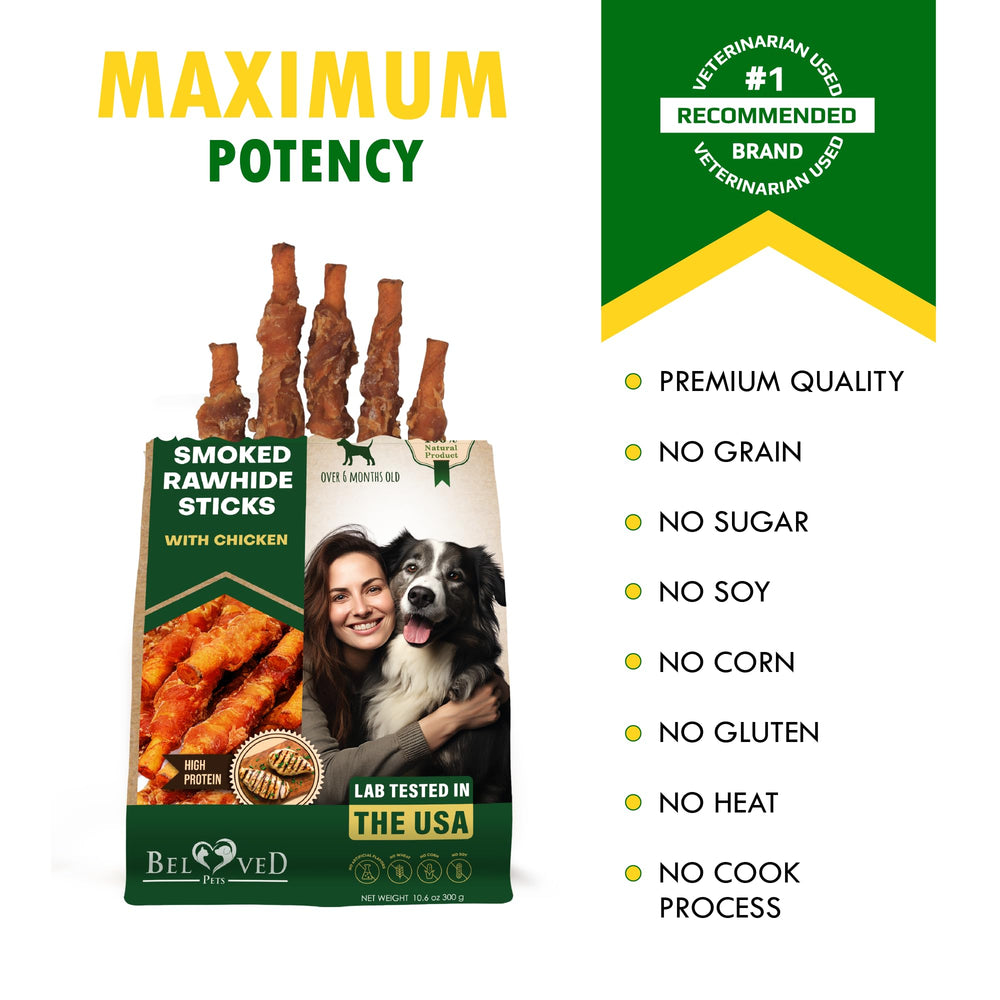 Beloved Pets USA-made chicken-wrapped chew ideal for medium to large dogs during training