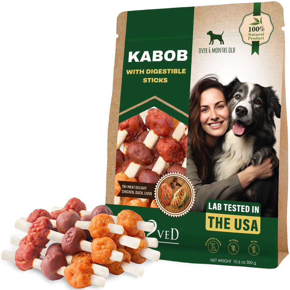 Beloved Pets rawhide-free kabobs with duck and chicken for dental-friendly chewing