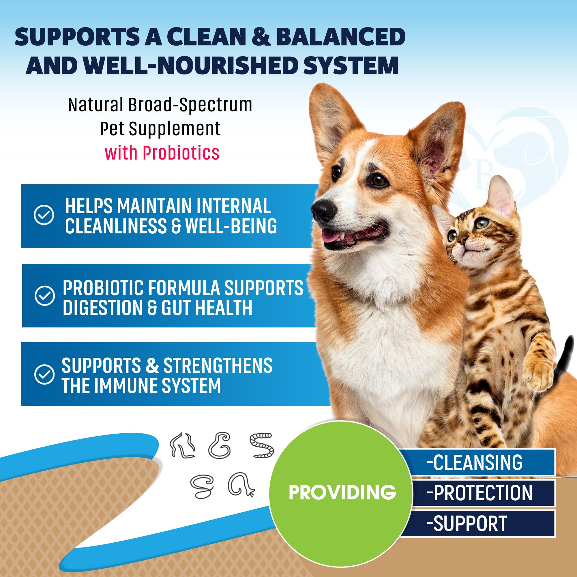 Beloved Pets herbal cleanse bottle highlights wormwood and black walnut for gut balance.
