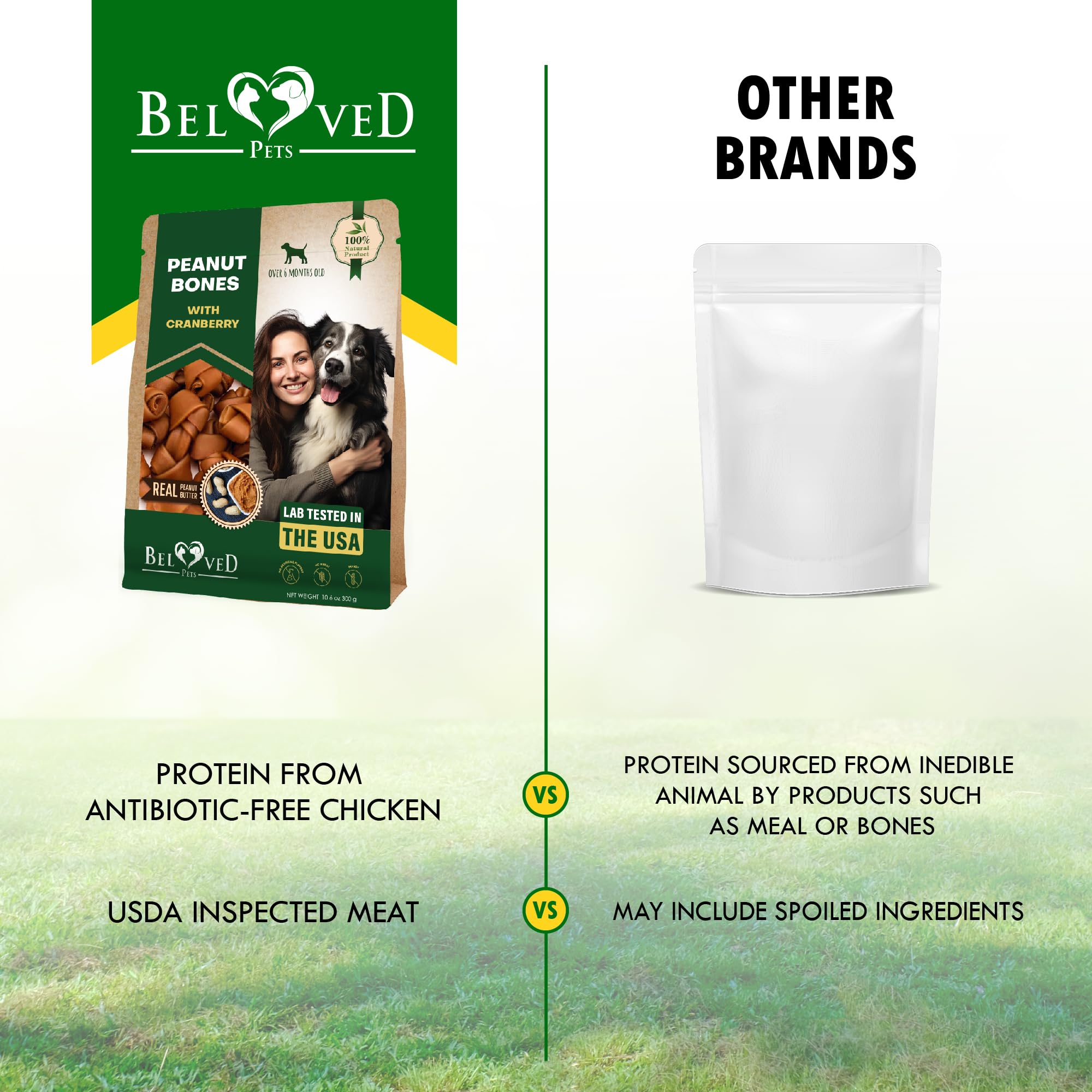 Beloved Pets no fillers image features clean ingredients for mindful snacking