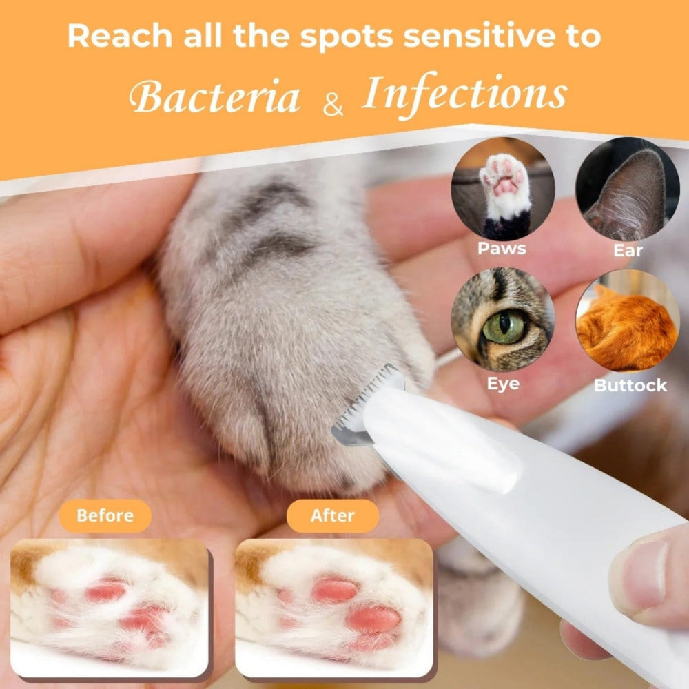 Belvedir Cat Grooming Trimmer LED light highlights the trimming area for accurate results.