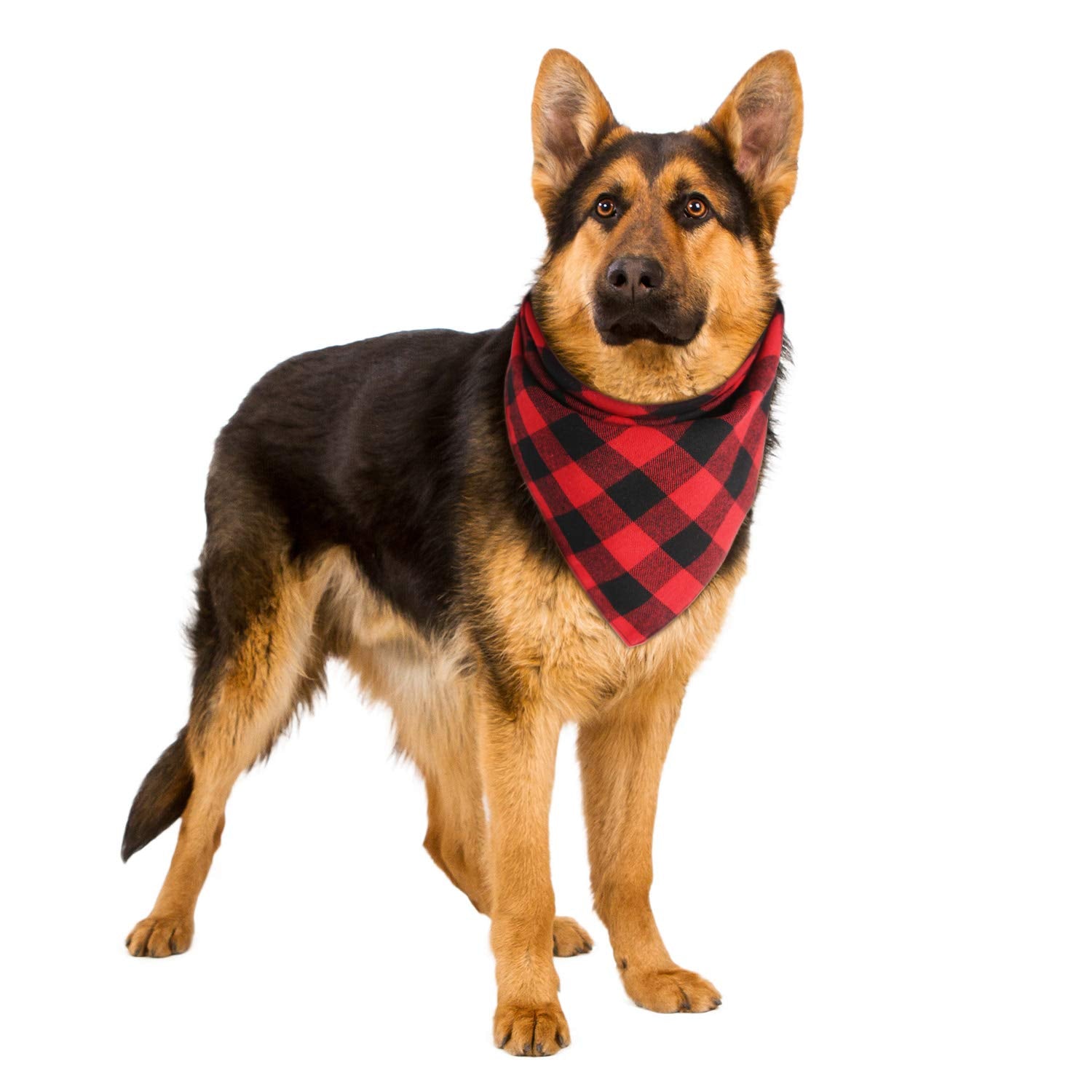 Bememo red-black plaid bandana material detail highlighting breathable cotton.