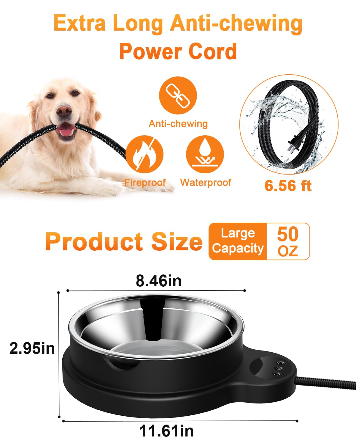 Bemokuri anti-chew cord design protects the power cord from chewing
