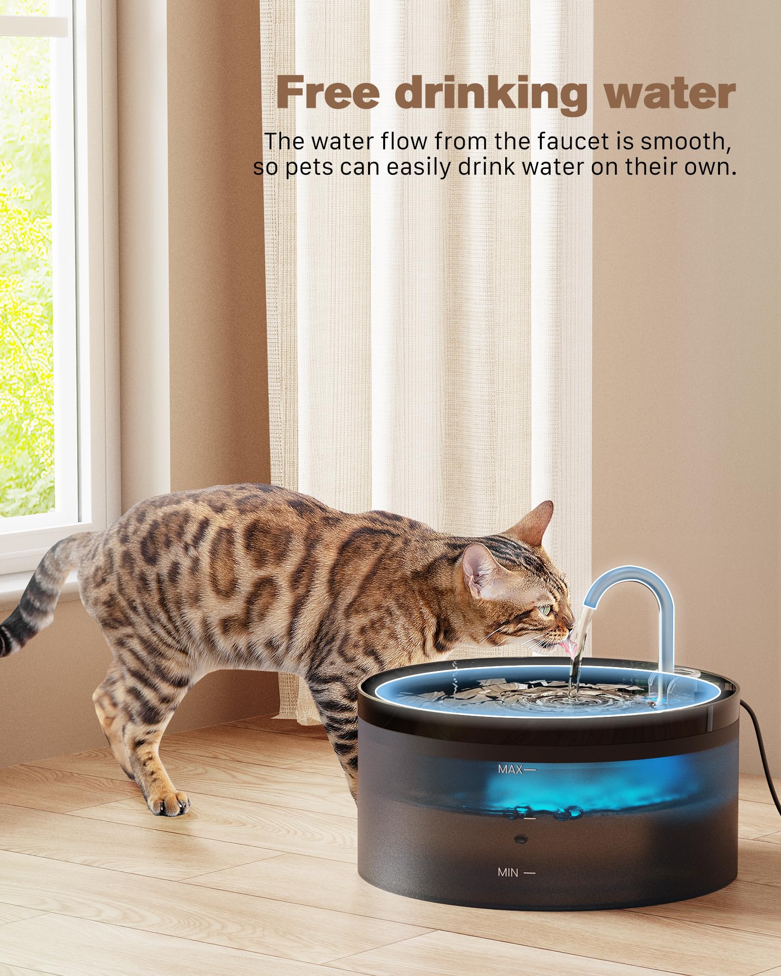 BEMOONY translucent tank shows water level for easy refills