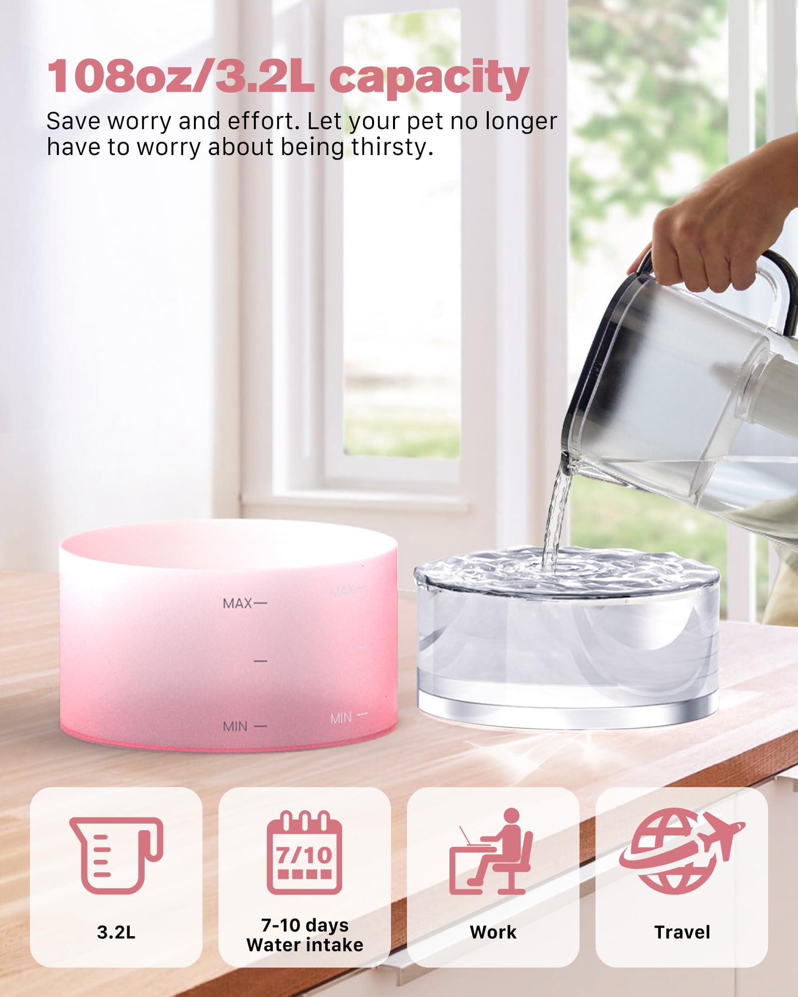 BEMOONY transparent tank with water level line illustrates easy monitoring and refills
