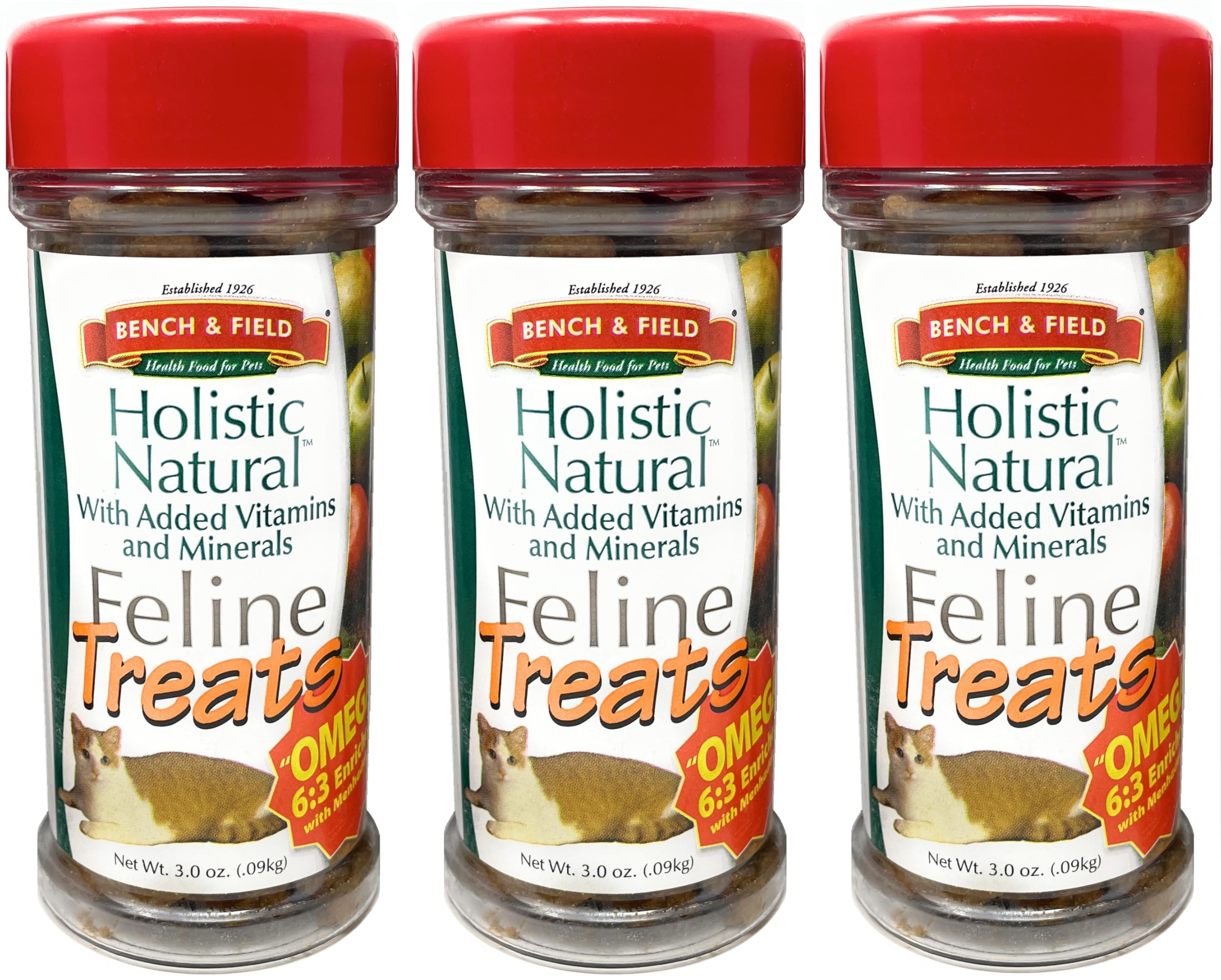 Bench & Field holistic kitty treats crunch fish bites for a tasty seafood snack.