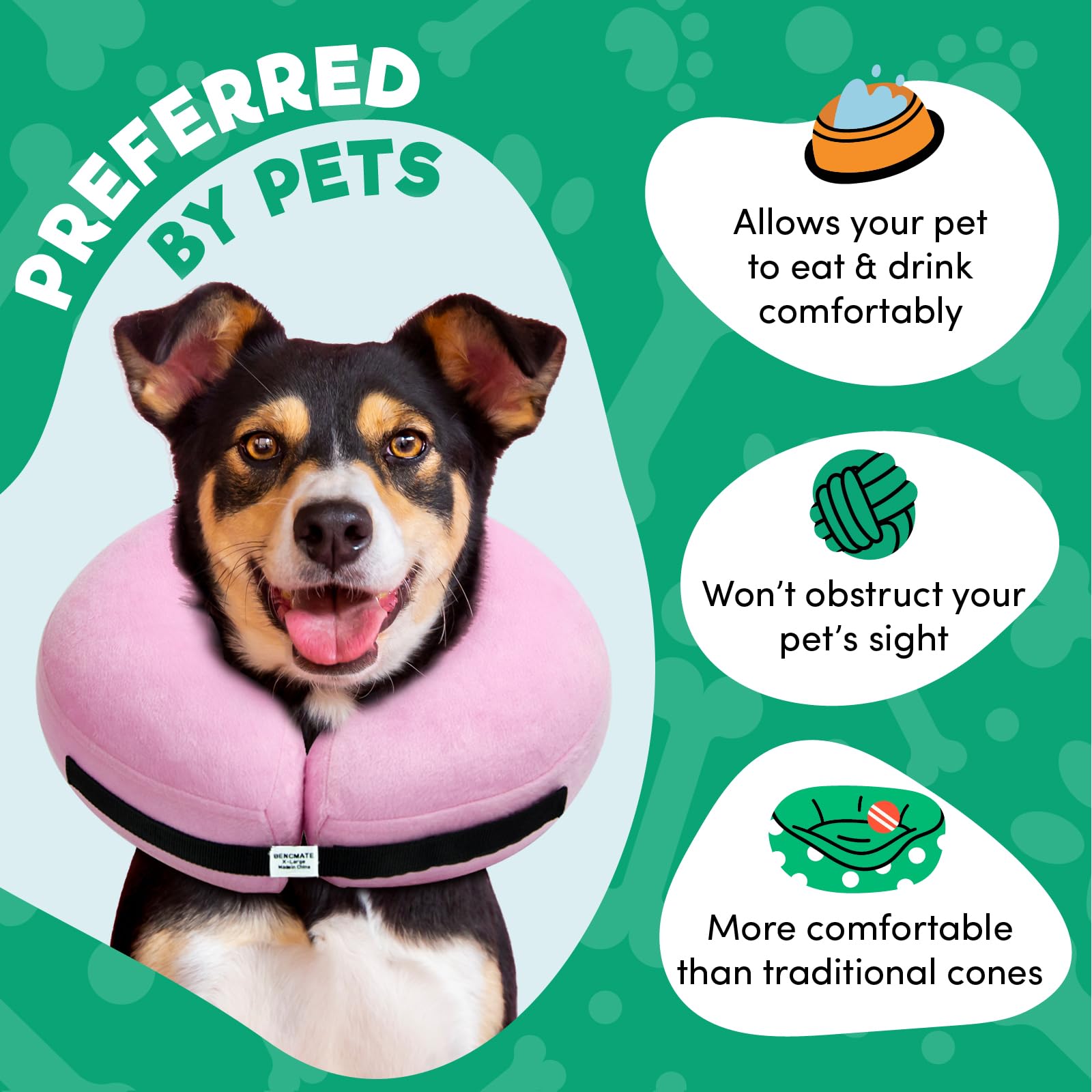 BENCMATE pink soft-material inflatable cone offers gentle wear and visibility.