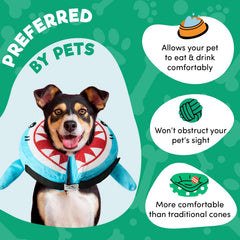 BENCMATE inflatable dog cone deflated for compact space-saving storage.
