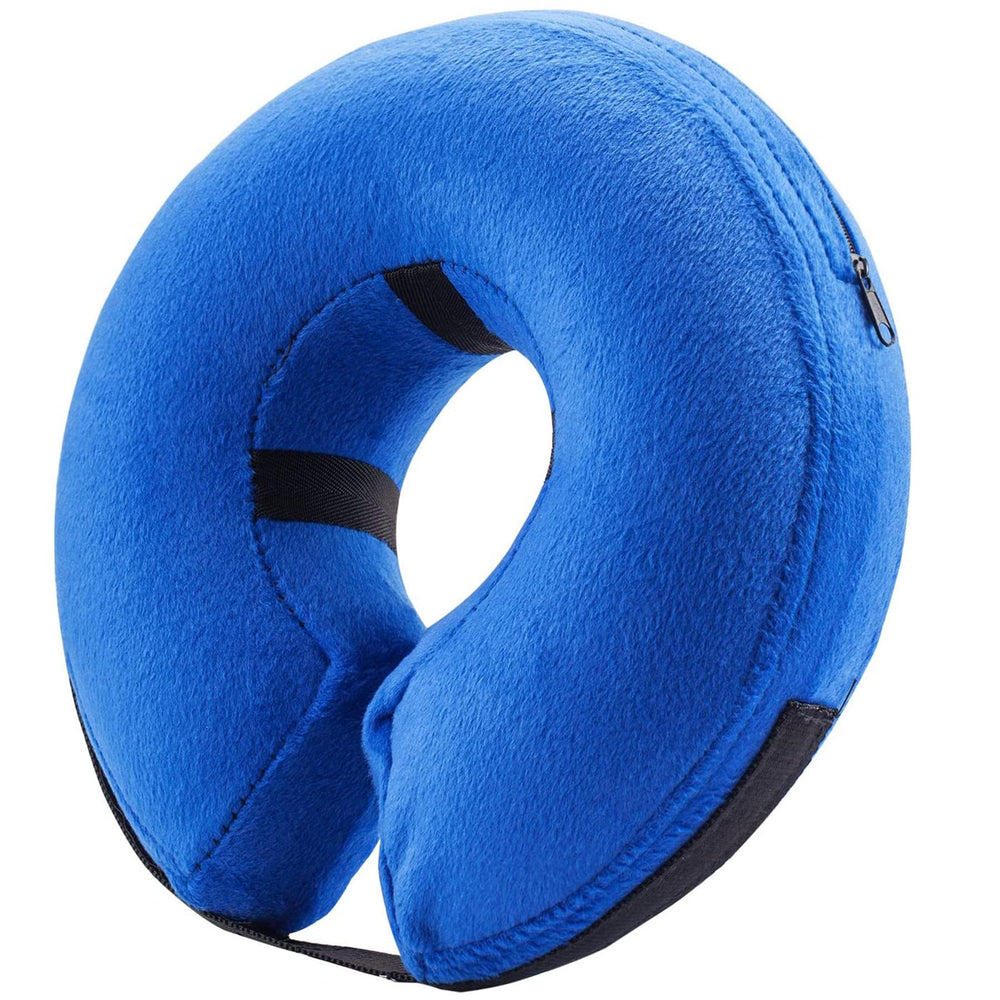 BENCMATE inflatable dog cone front view shows comfortable design for eating and drinking.