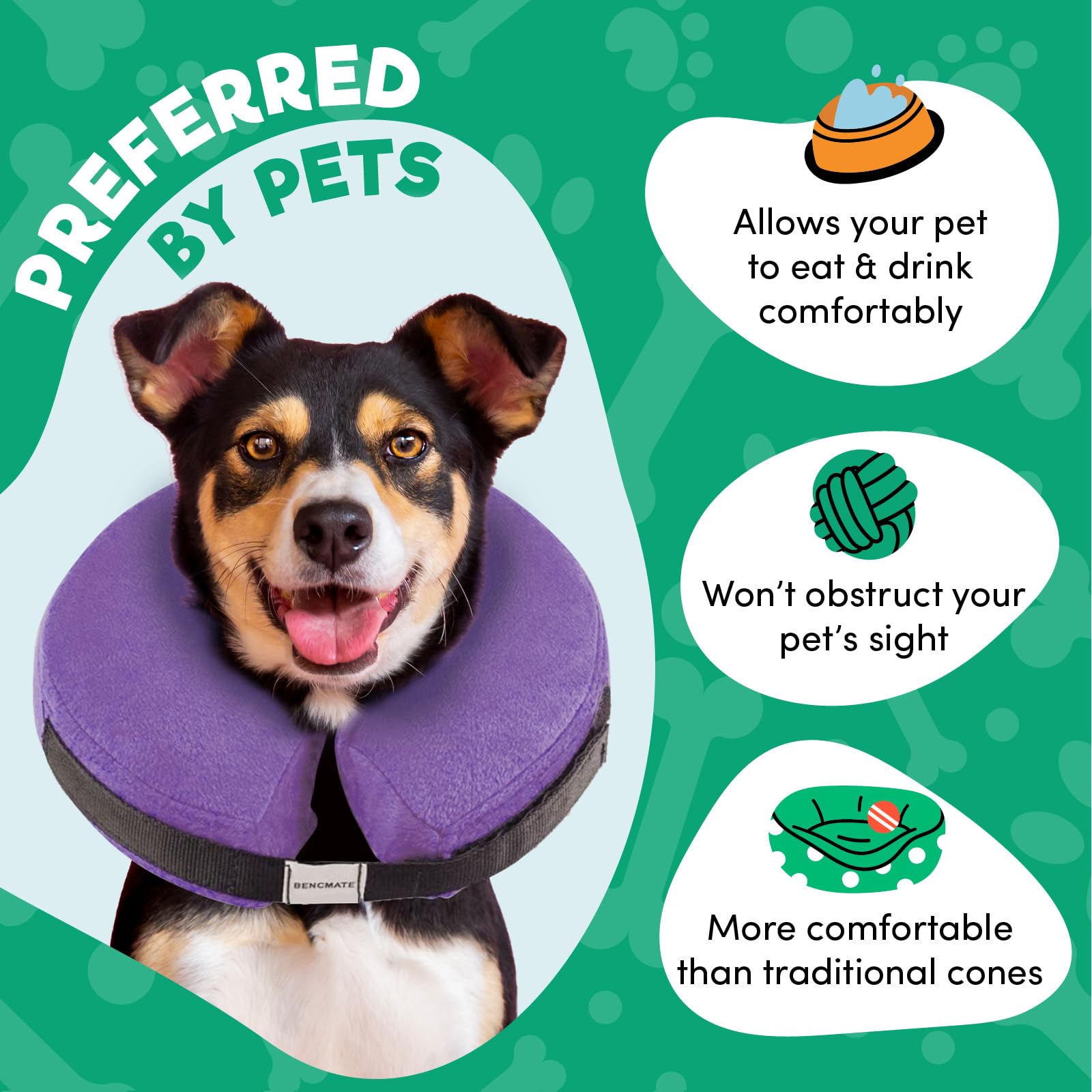 BENCMATE inner-ring stabilization image highlights secure fit without blocking vision