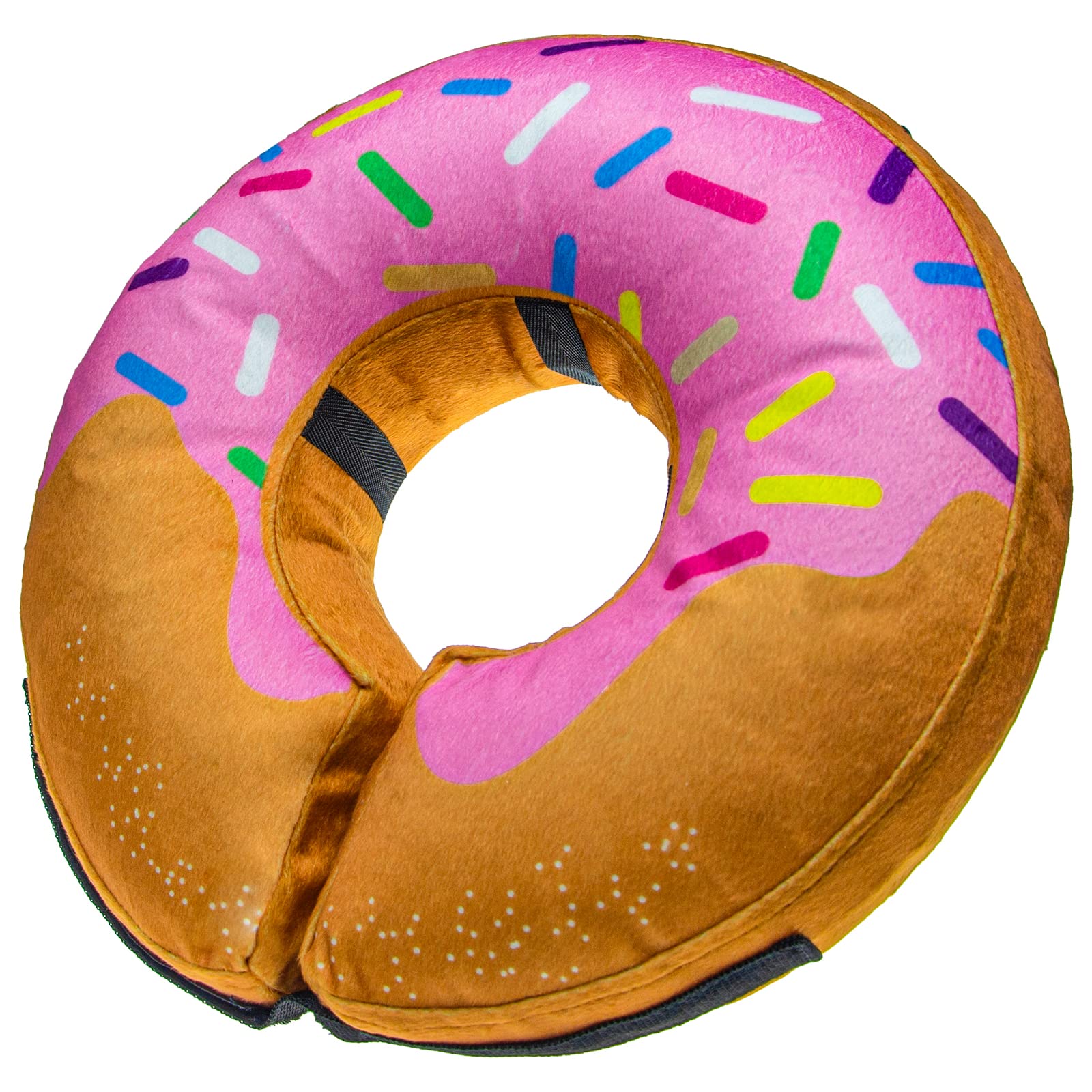 BENCMATE inflatable donut cone XL strawberry front view; comfort and protection in one.