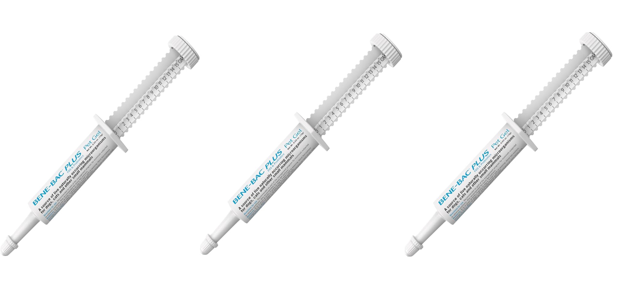 Bene-Bac Pet Gel bottle showing the 7-strain probiotic formula for gentle gut balance.