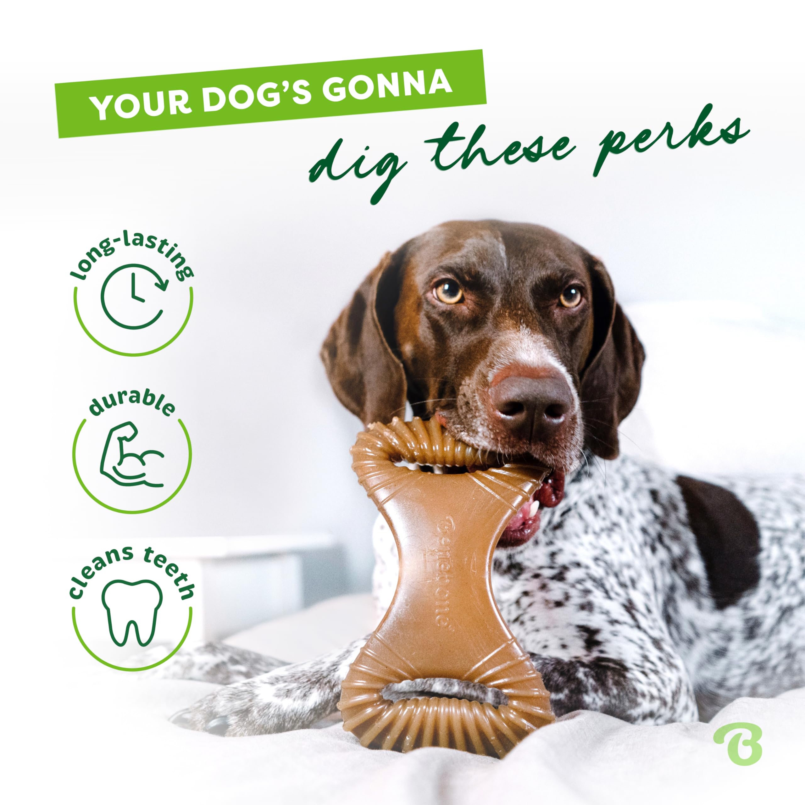 Benebone Dental Chew Large – closeup texture emphasizing rugged surface ideal for aggressive chewers.