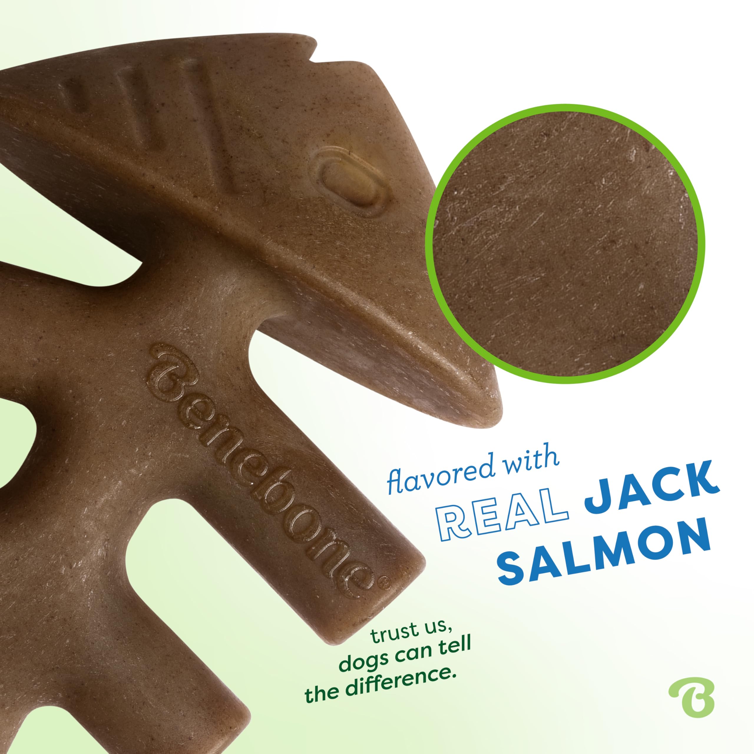 Benebone Fishbone real fish flavor close-up for flavor-driven play