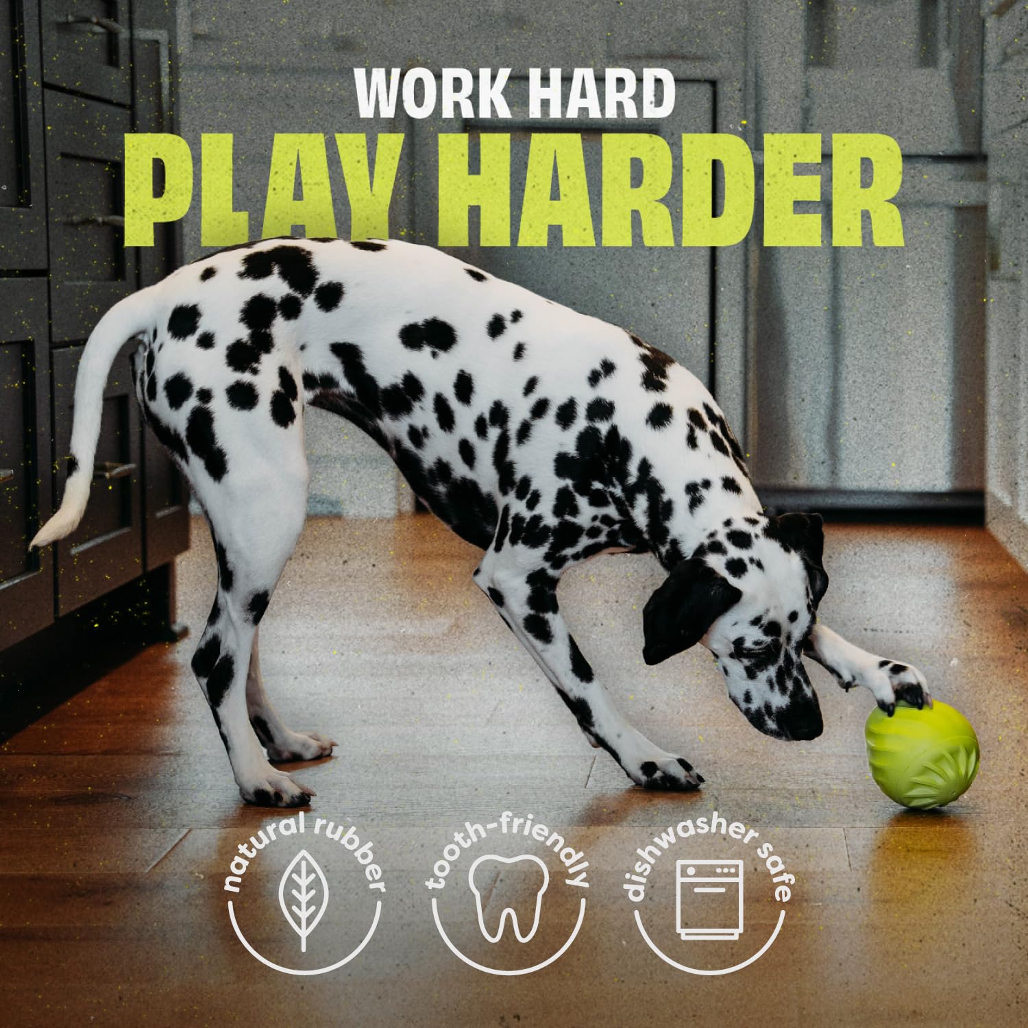 Benebone Pawbler natural rubber texture offers durable, chew-friendly enrichment.