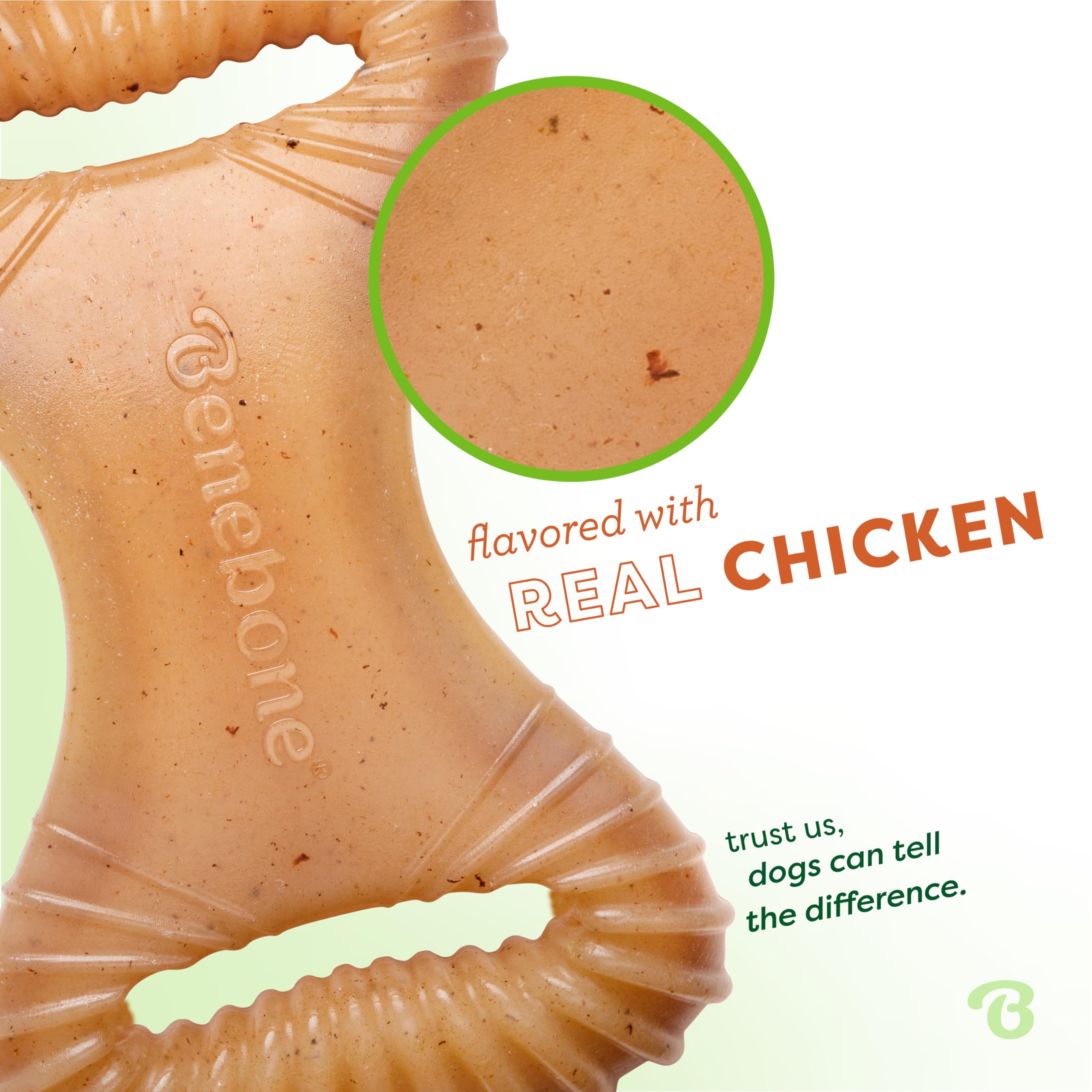 Benebone real chicken flavor chew for aggressive chewers.