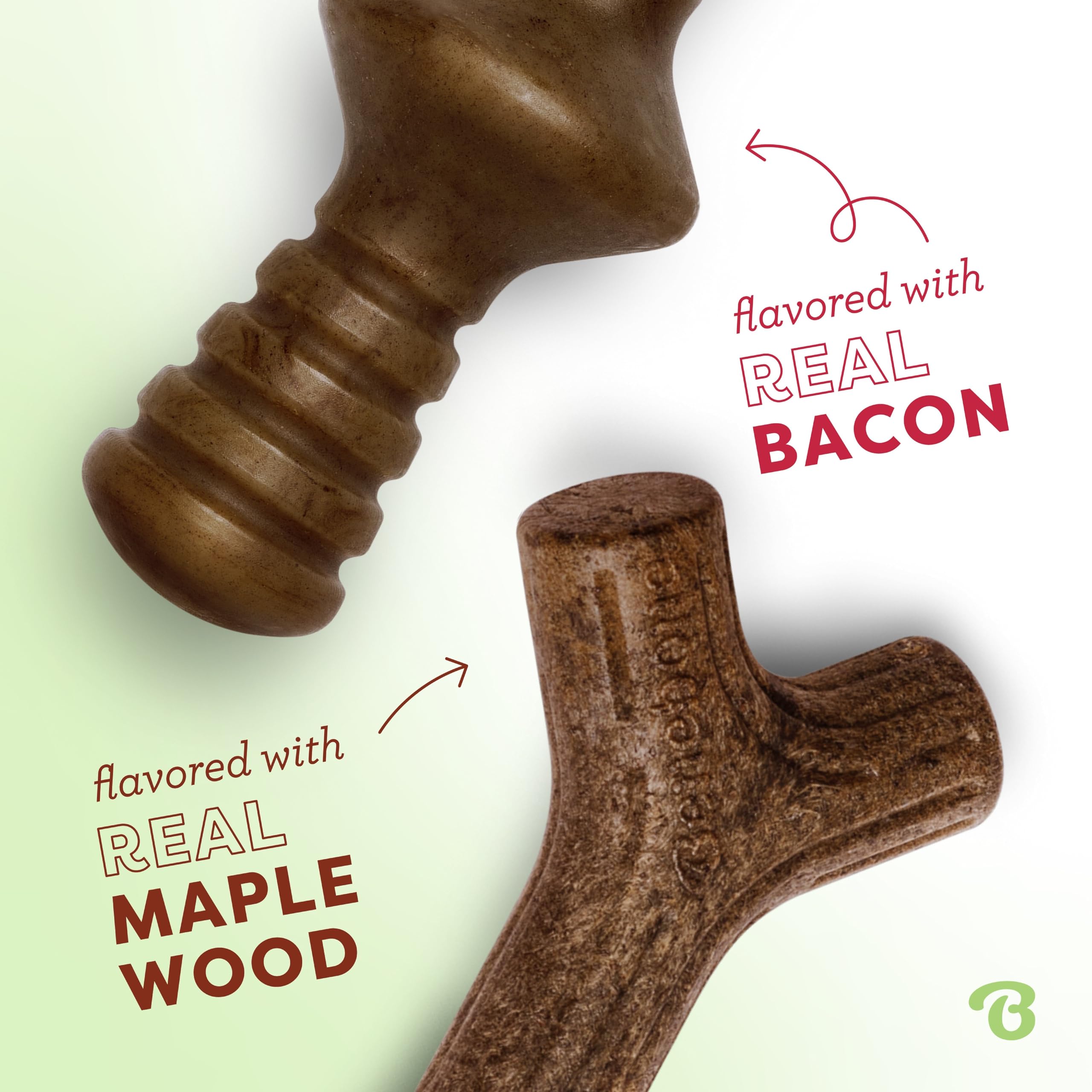 Zaggler de Benebone para perros pequeños, sabor a tocino real y juego dinámico.