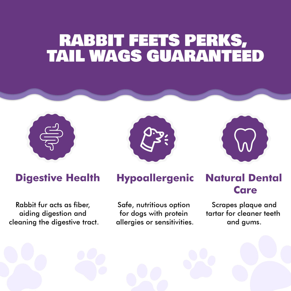 Benji & Louie rabbit feet in bag—2.5 oz packaging.