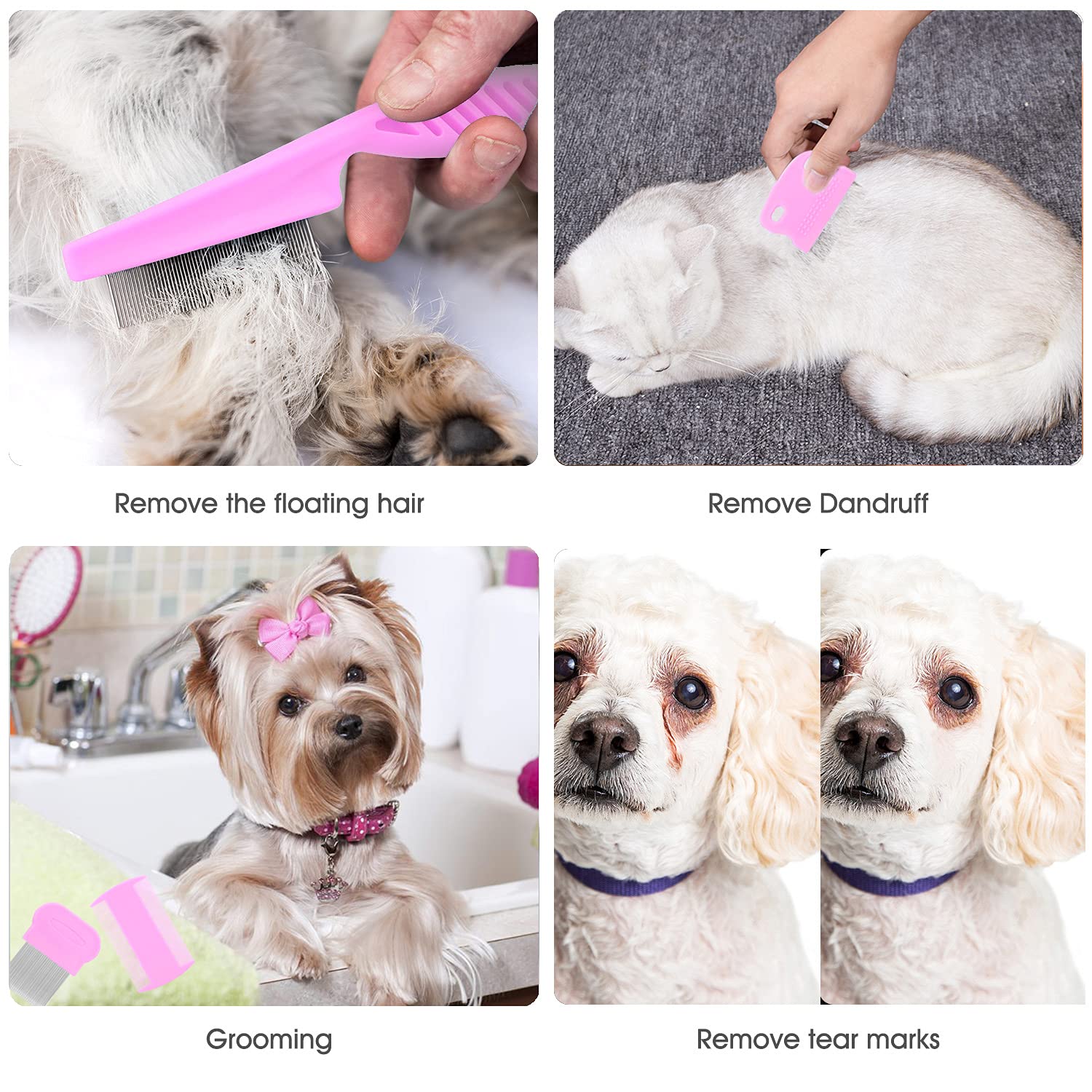 BENSEAO pink handle grooming comb in hand for comfortable grip.