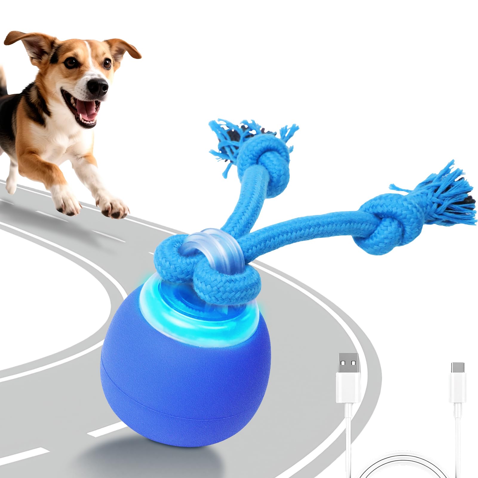 BENTOPAL interactive dog toy ball with rope boosts active play and chasing fun.