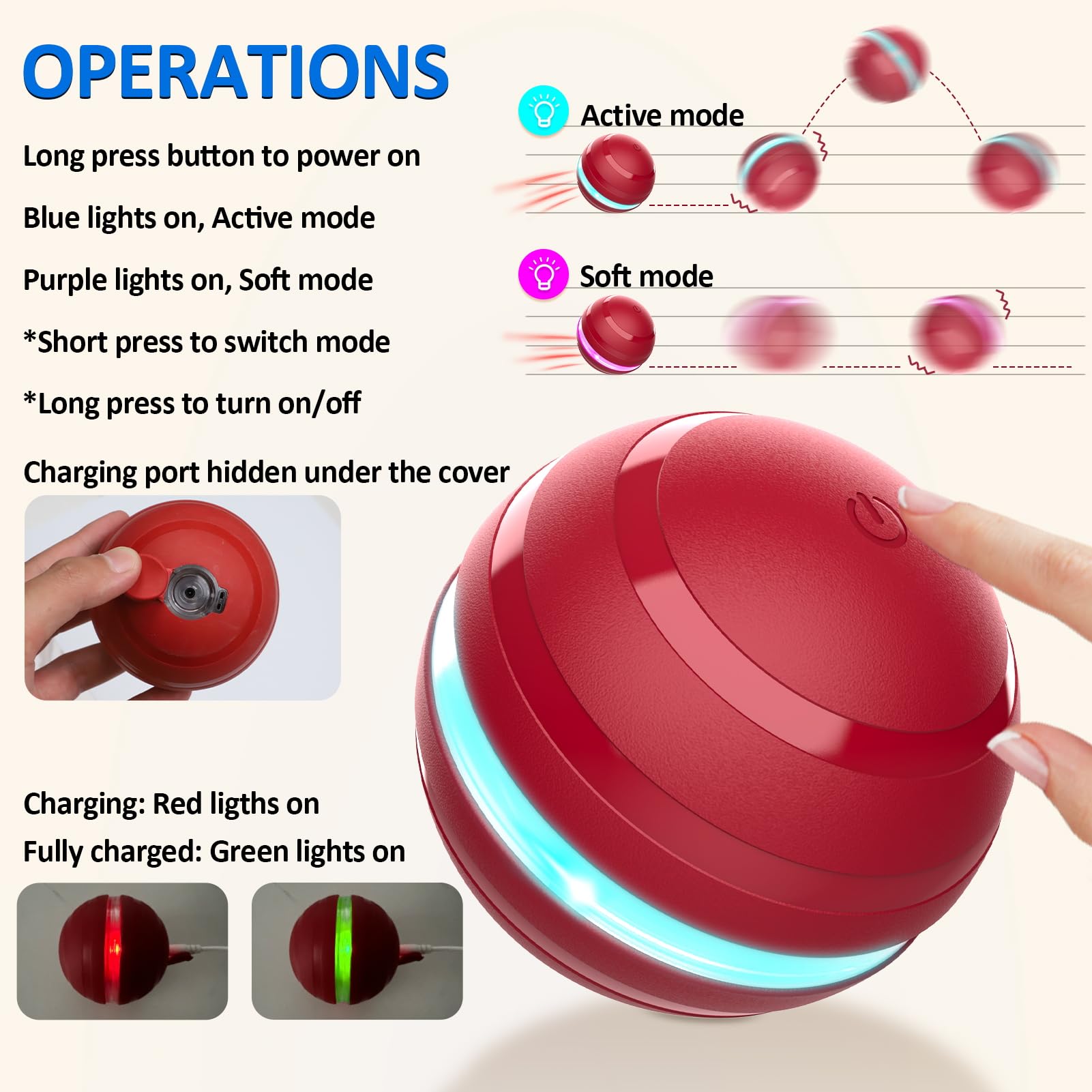 BENTOPAL wicked-ball with plush cover and squeak to attract dogs.