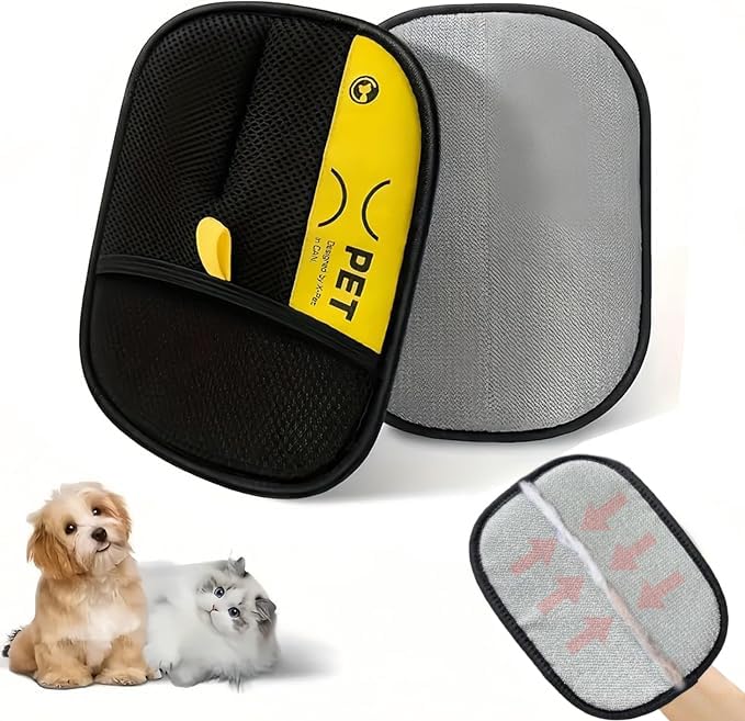 BEOWUI Purepath hair removal glove on hand lifting loose fur for grooming.