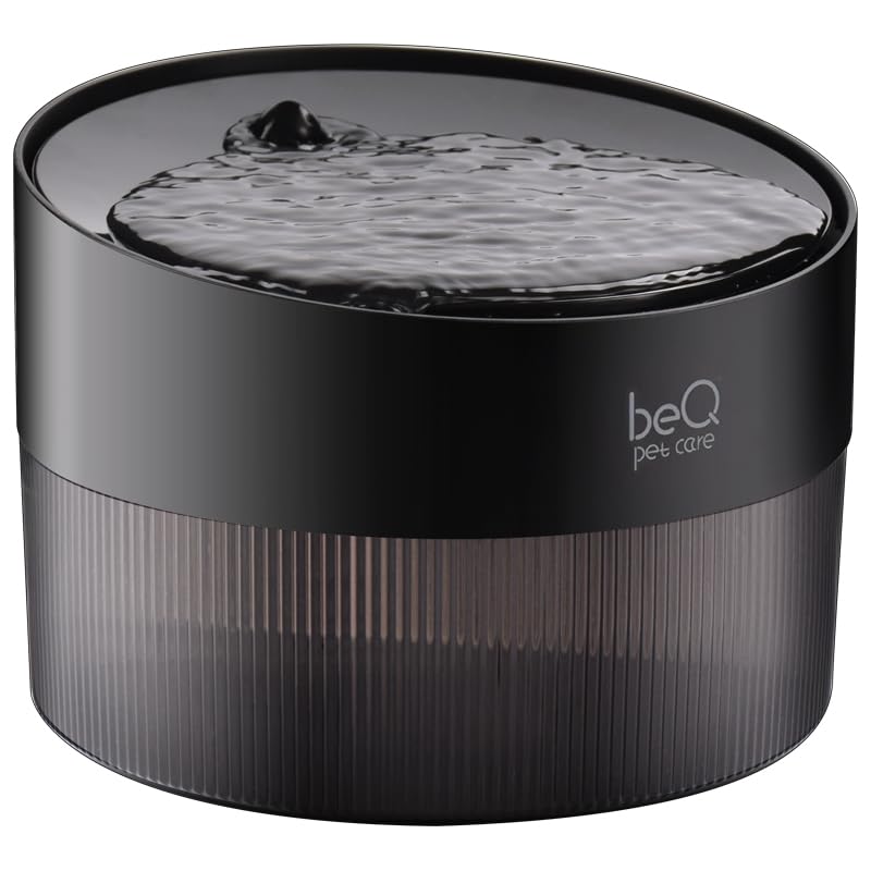beQ cat water fountain front view highlights sleek BPA-free design for steady hydration