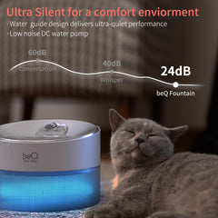 BEQ cat water fountain stainless steel top and BPA-free body for safety.