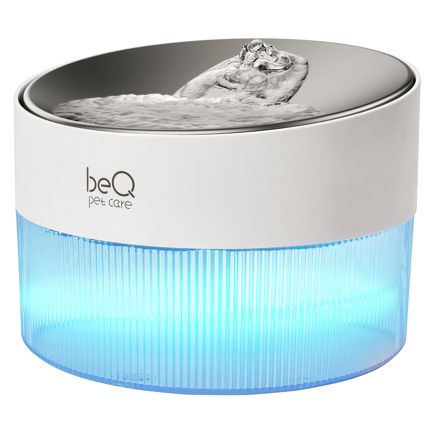 BEQ cat water fountain top view with visible water level for easy monitoring.