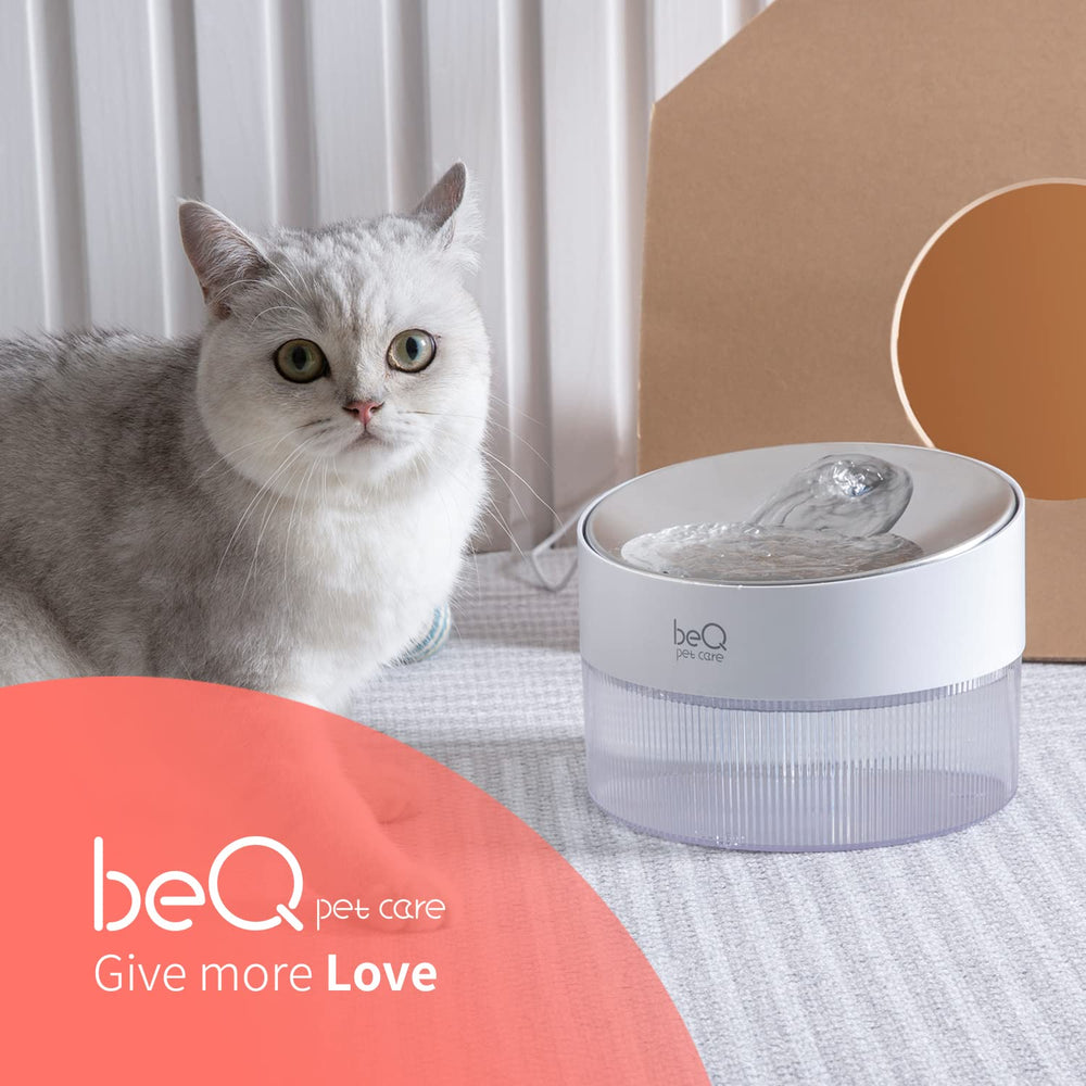 BEQ cat water fountain ultra-quiet pump running smoothly nearby.