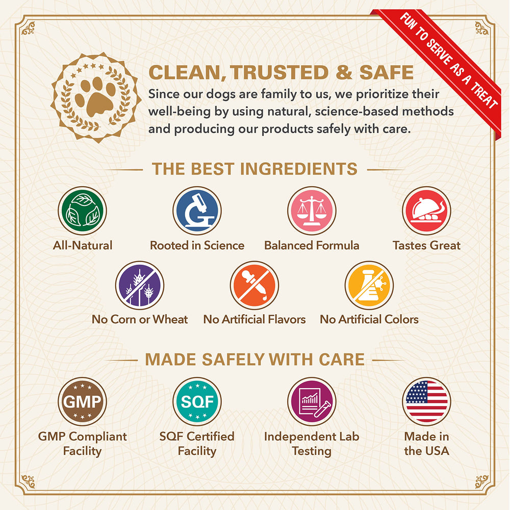 Bernie's Healthy HIPS made in USA with GMP/SQF safety certifications.