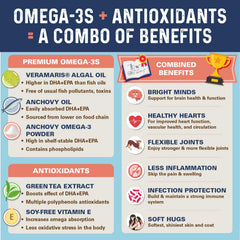 Bernie's OMG Omegas Chews ingredients DHA EPA; sustainable fish oils for brain and heart.