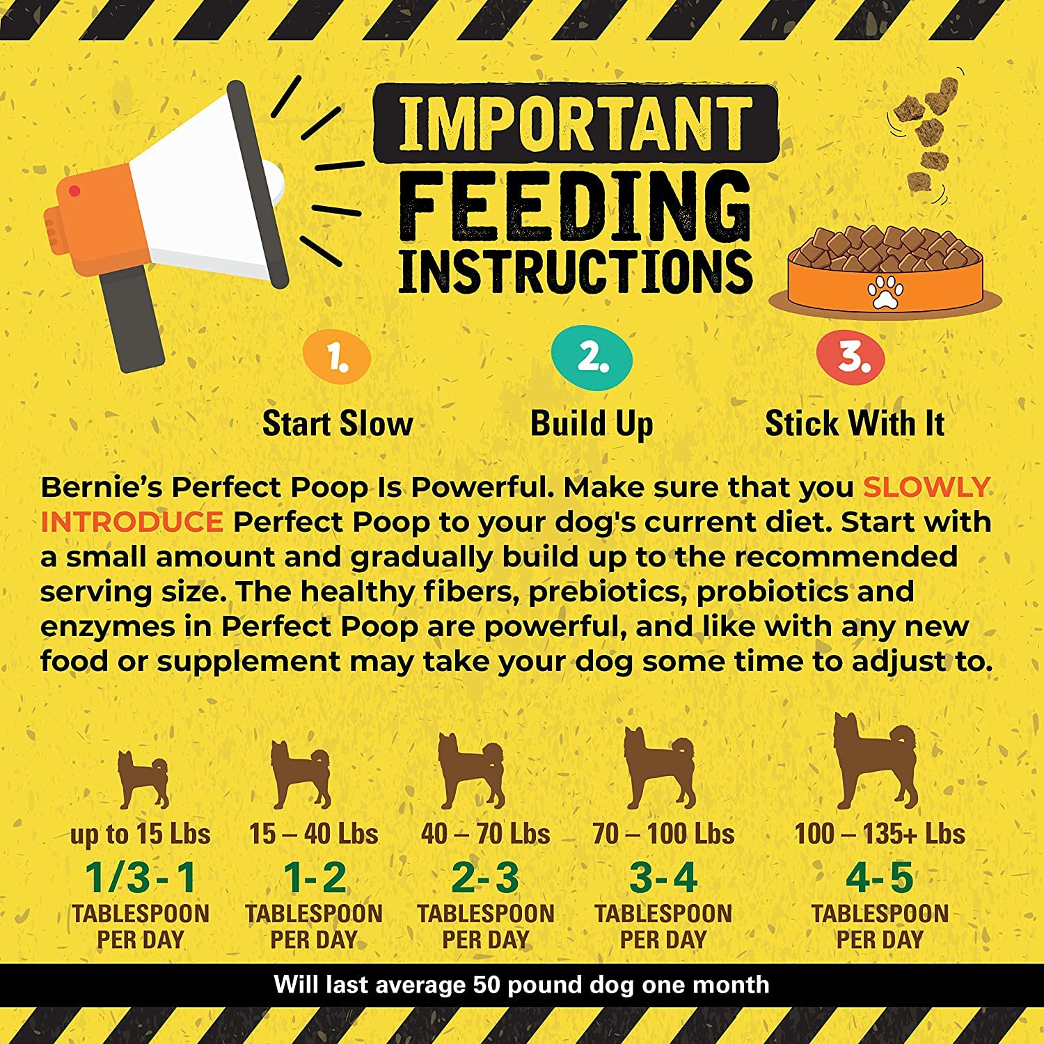 Bernie's Perfect Poop grain-free packaging with visible natural ingredients