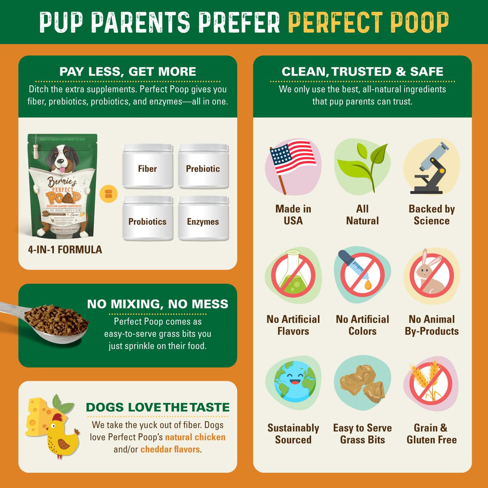 Bernie's Perfect Poop mezcla seca lista para servir como topper o mezcla en comida