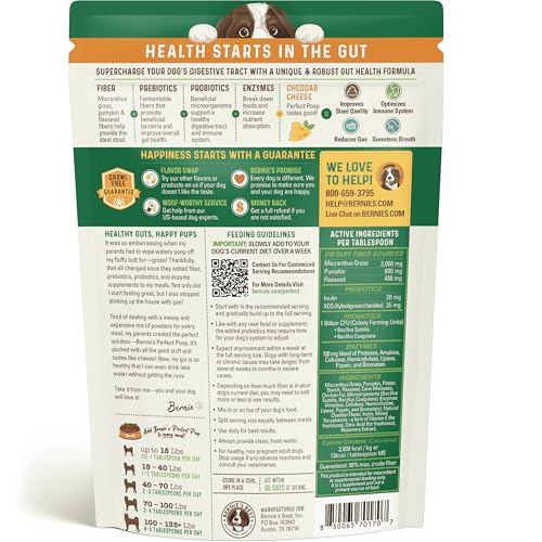 Bernie's Perfect Poop trozos cheddar que mejoran el sabor al alimentar