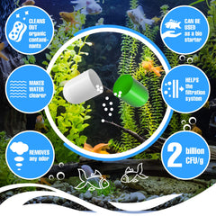 Beseder Bio Capsules jar label highlights easy-to-use aquarium water care.