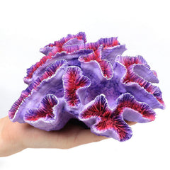 Besimple purple coral ornament close-up showcases lifelike texture and color.
