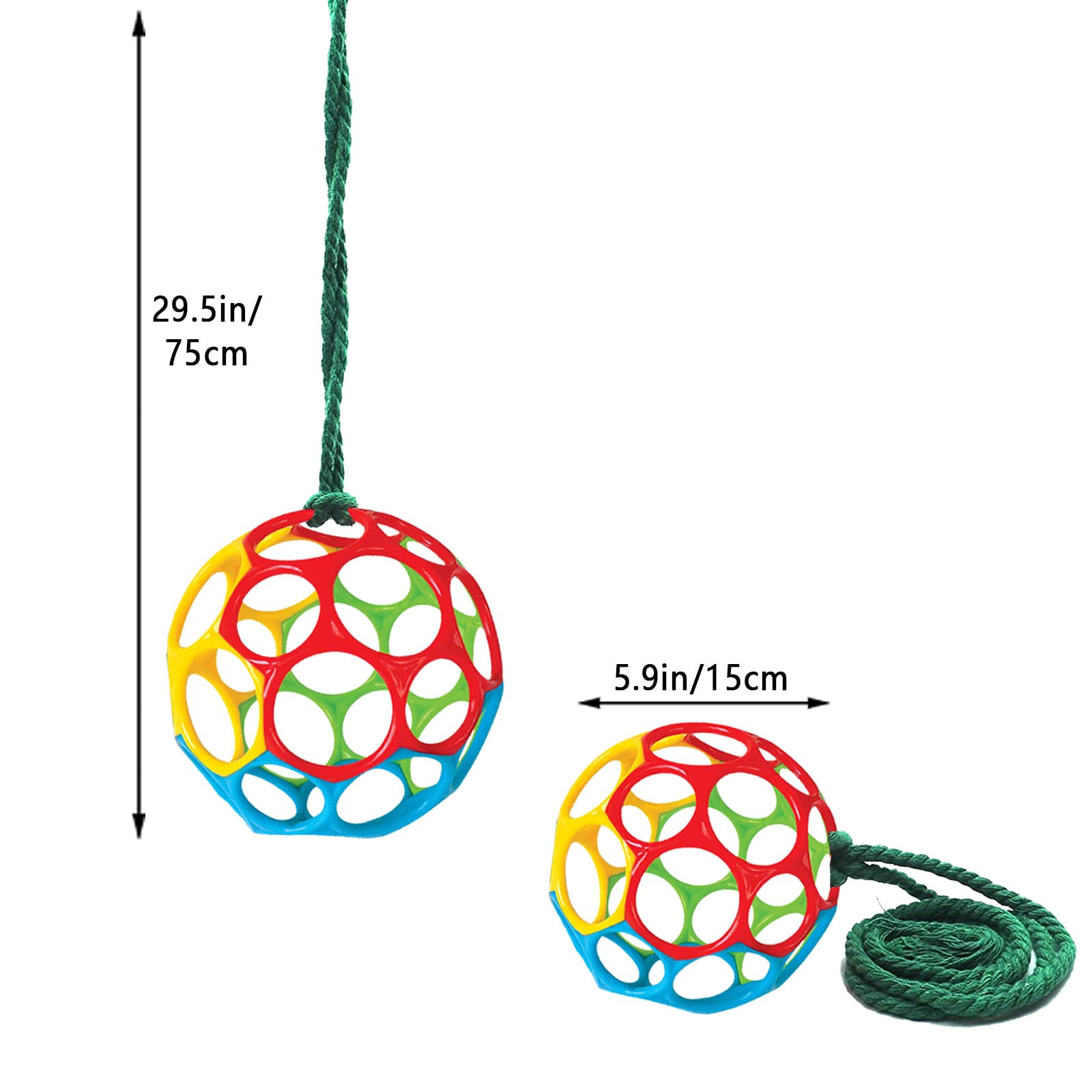 Besimple feeder ball in colorful blue and red to attract curiosity.
